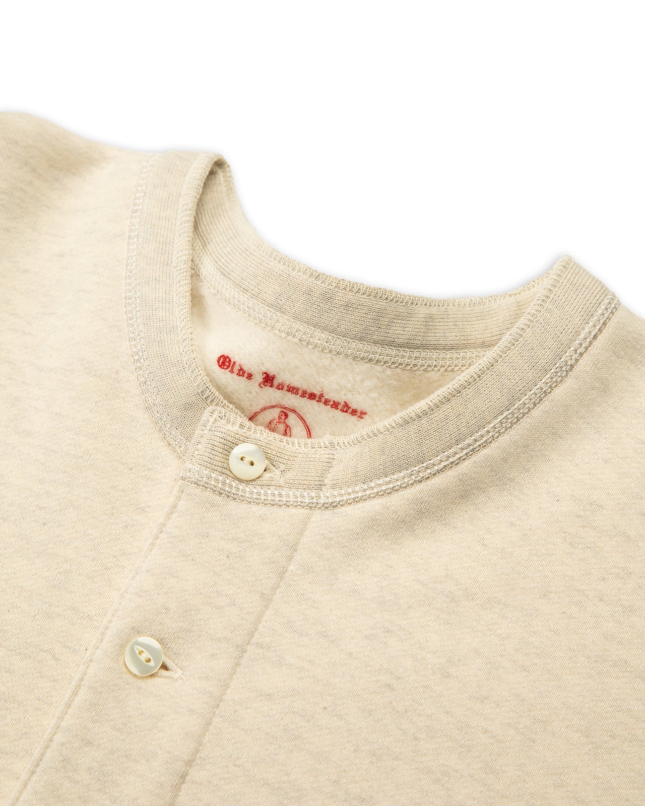 Olde Homesteader Cotton Fleece Henley Neck L/S - Ecru Heather - Standard & Strange