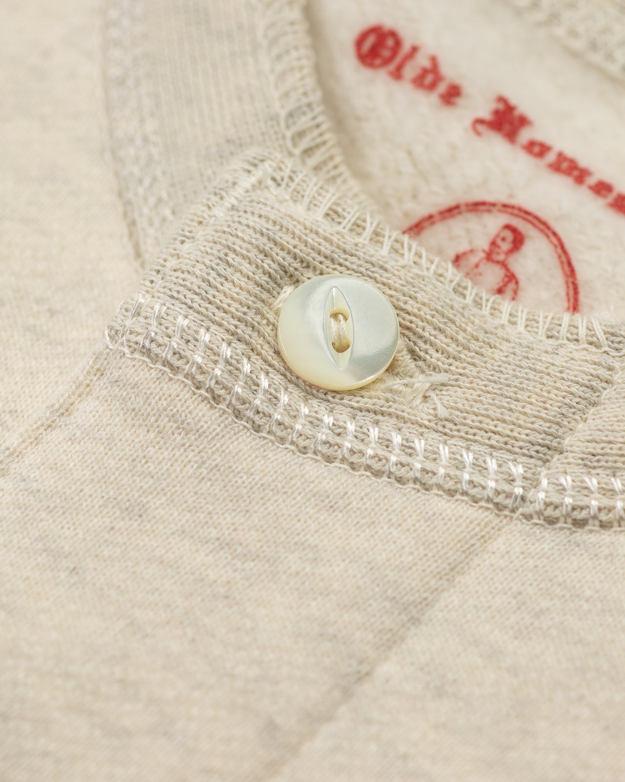 Olde Homesteader Cotton Fleece Henley Neck L/S - Ecru Heather - Standard & Strange