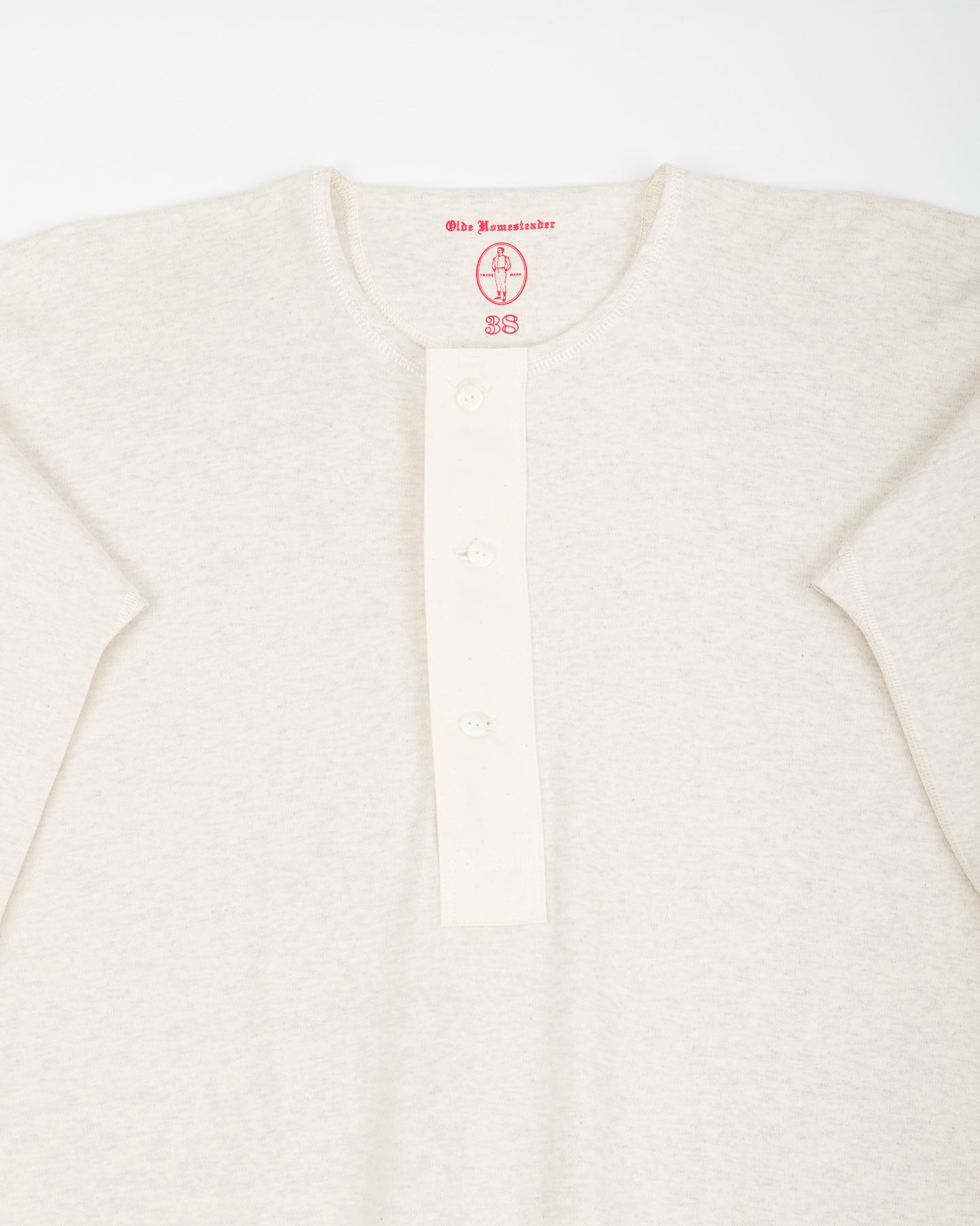 Olde Homesteader Interlock Henley Neck L/S - Ecru Heather - Standard & Strange