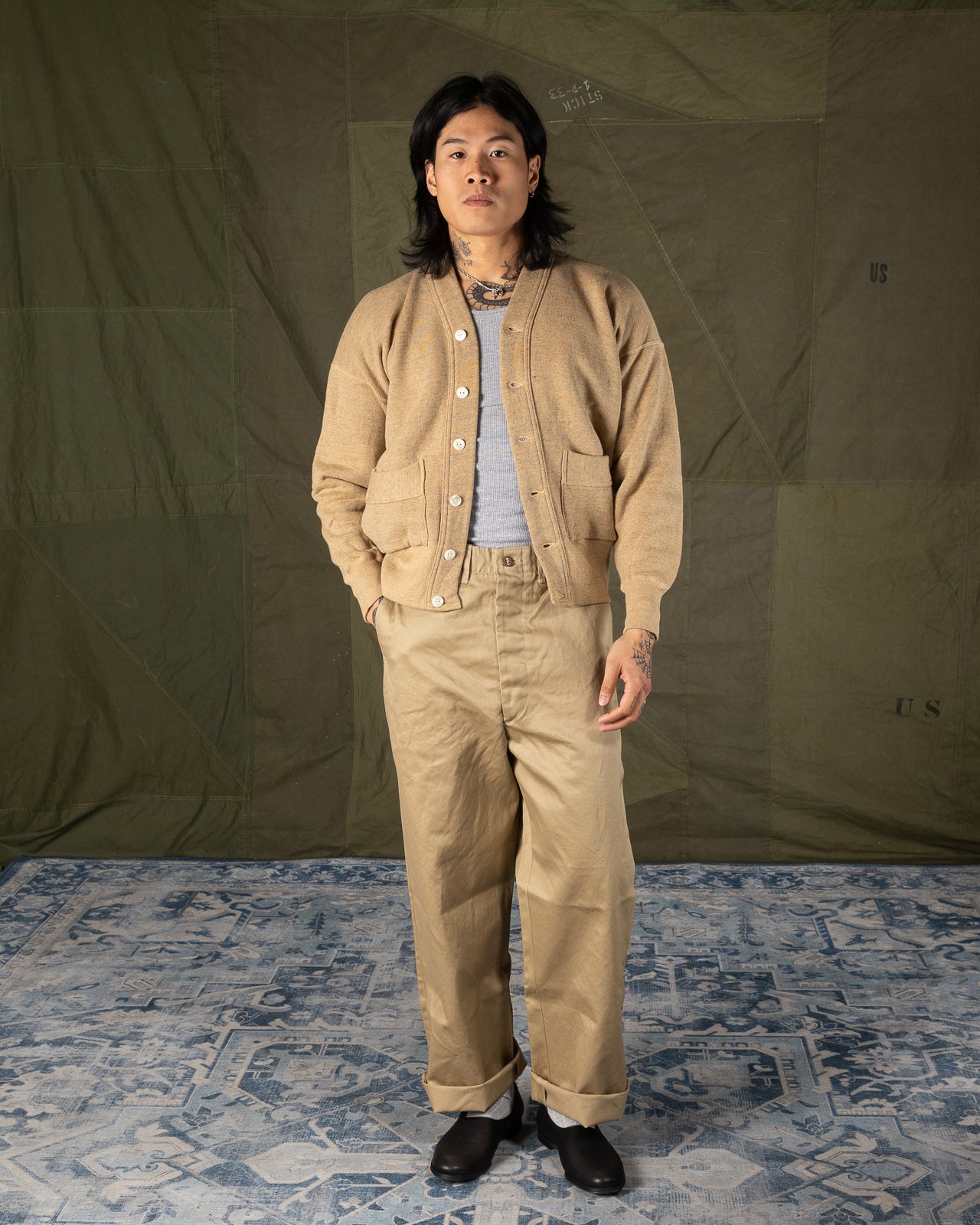 Olde Homesteader Mix Extra Cotton Fleece Cardigan - Golden Cream - Standard & Strange