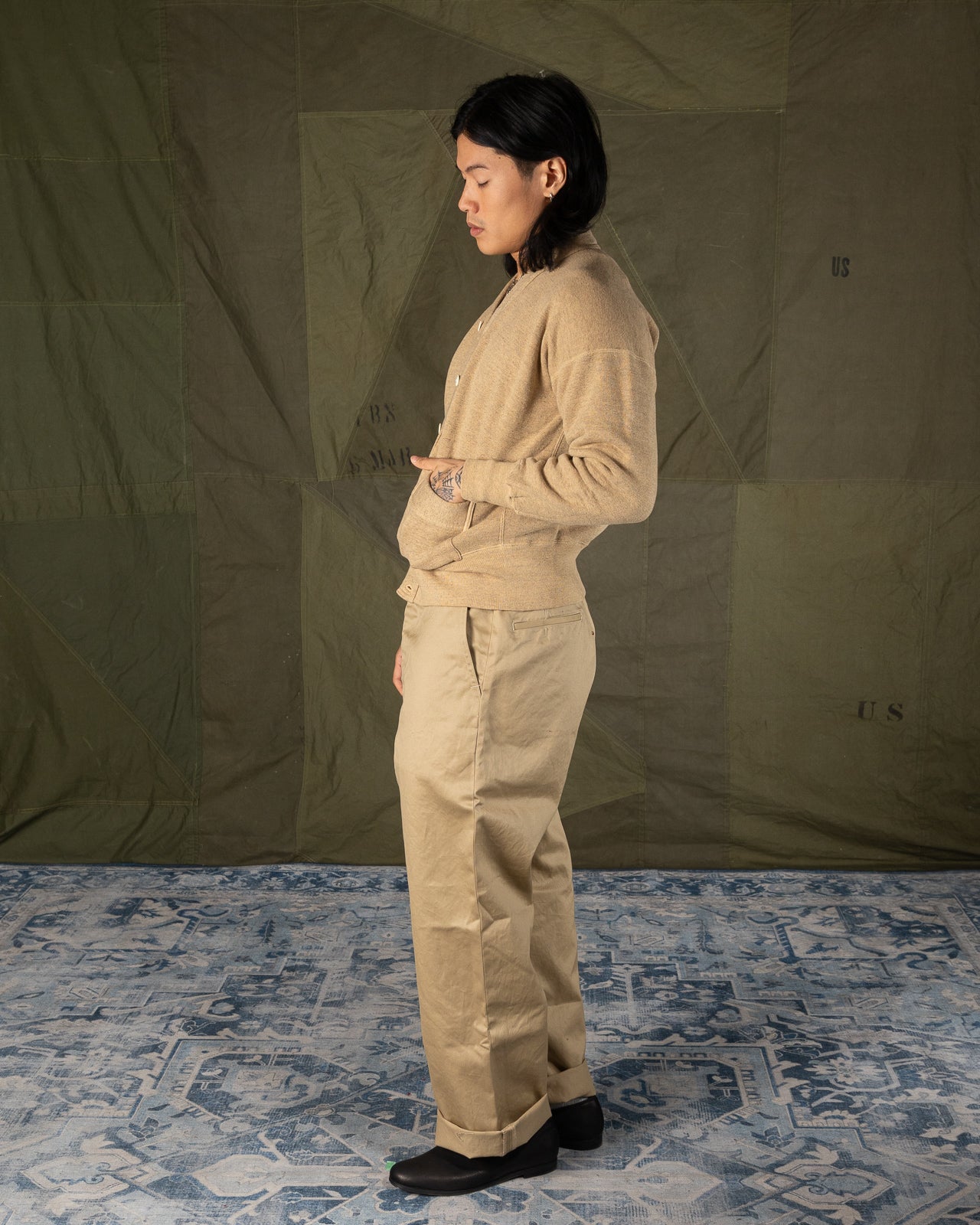 Olde Homesteader Mix Extra Cotton Fleece Cardigan - Golden Cream - Standard & Strange