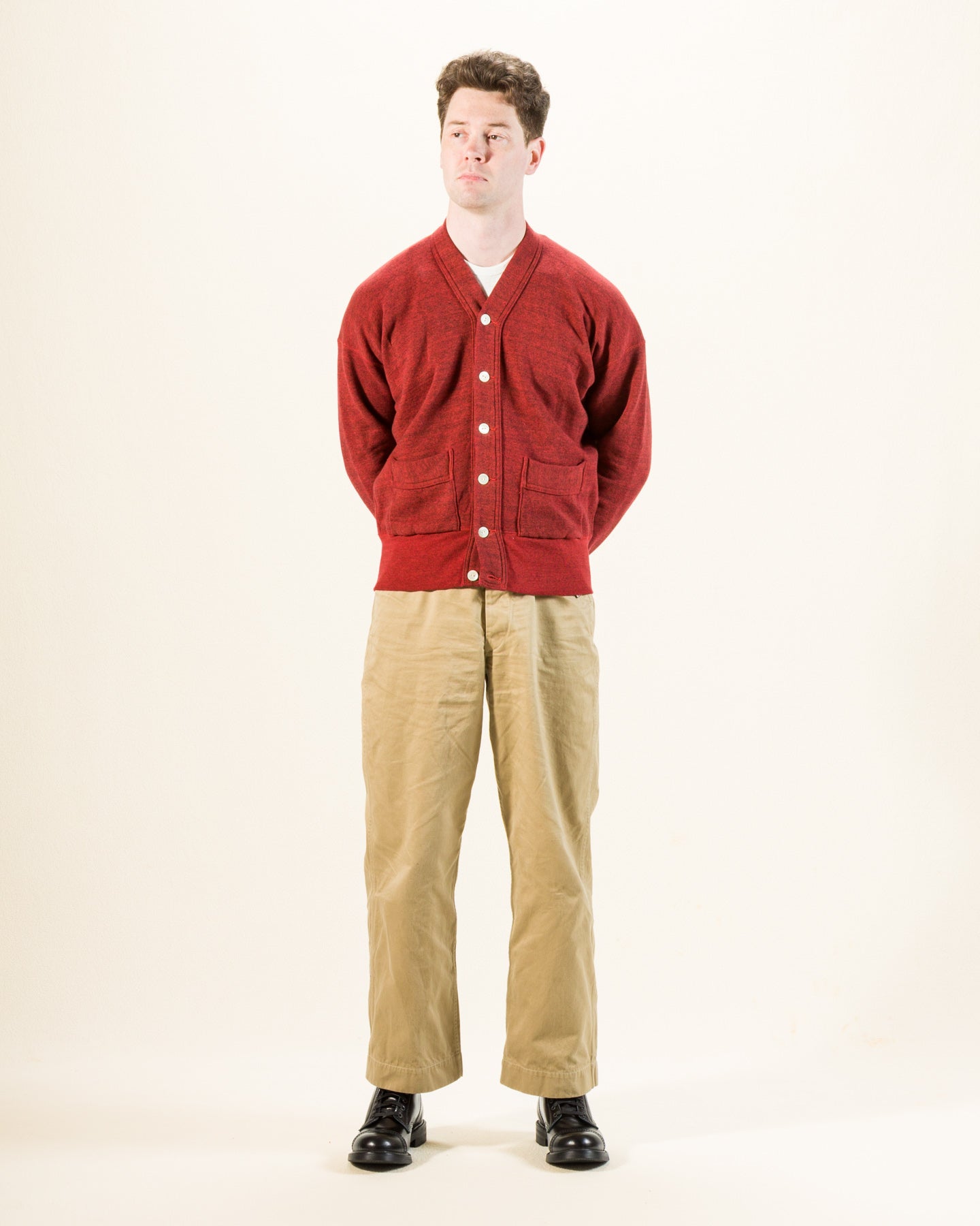 Olde Homesteader Mix Extra Cotton Fleece Cardigan - Turkey Red - Standard & Strange
