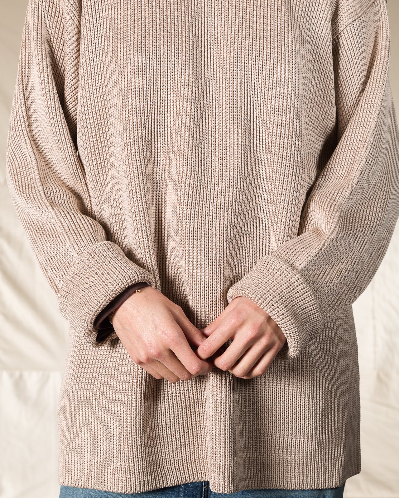 Olde Homesteader & Daughter Silk Hand Knitting Heavyweight Rib Pullover - Beige 8 - Standard & Strange