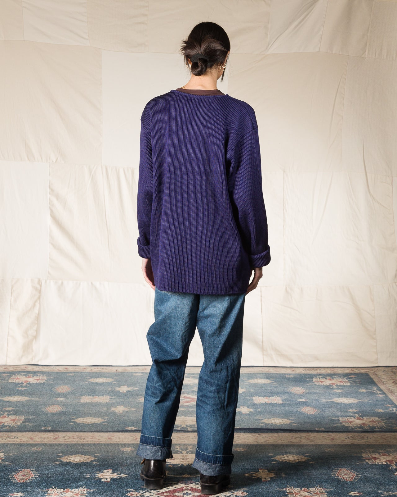 Olde H & Daughter Silk Hand Knitting Heavyweight Rib Pullover - Eggplant 8 - Standard & Strange