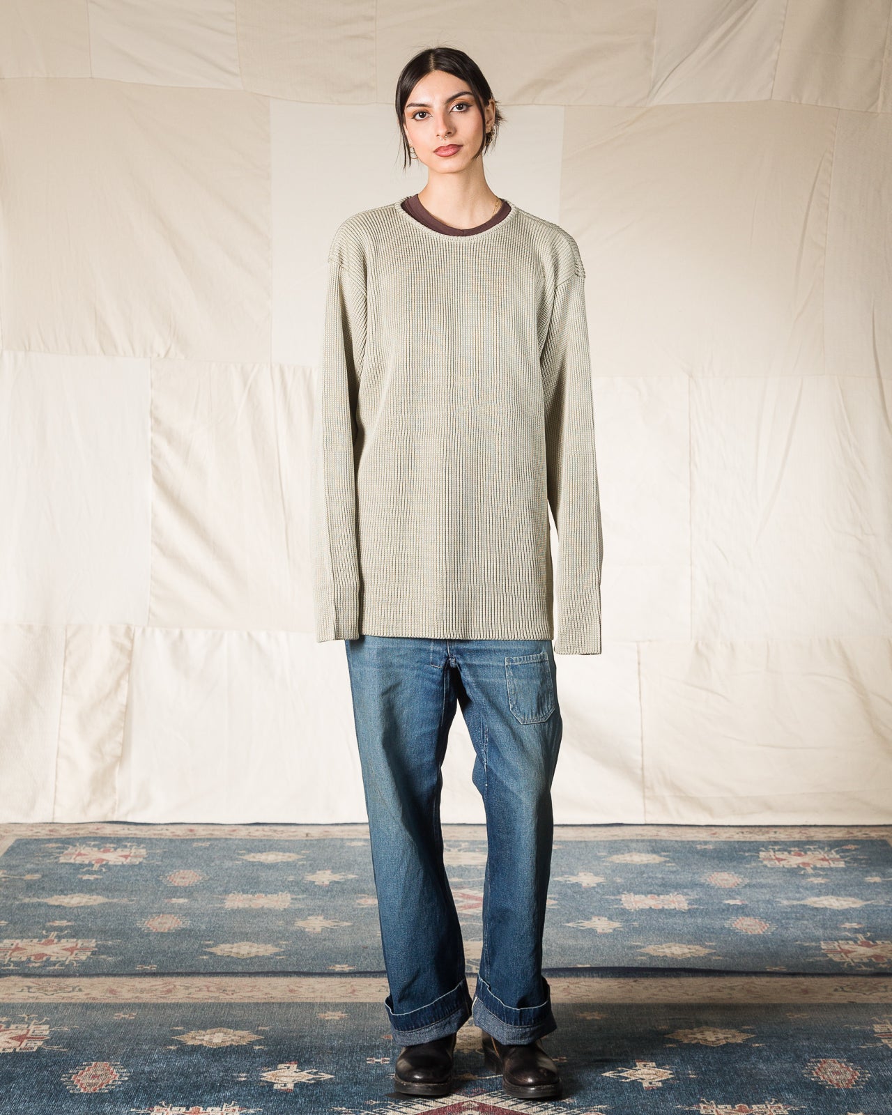 Olde Homesteader & Daughter Silk Hand Knitting Heavyweight Rib Pullover - Willow 8 - Standard & Strange