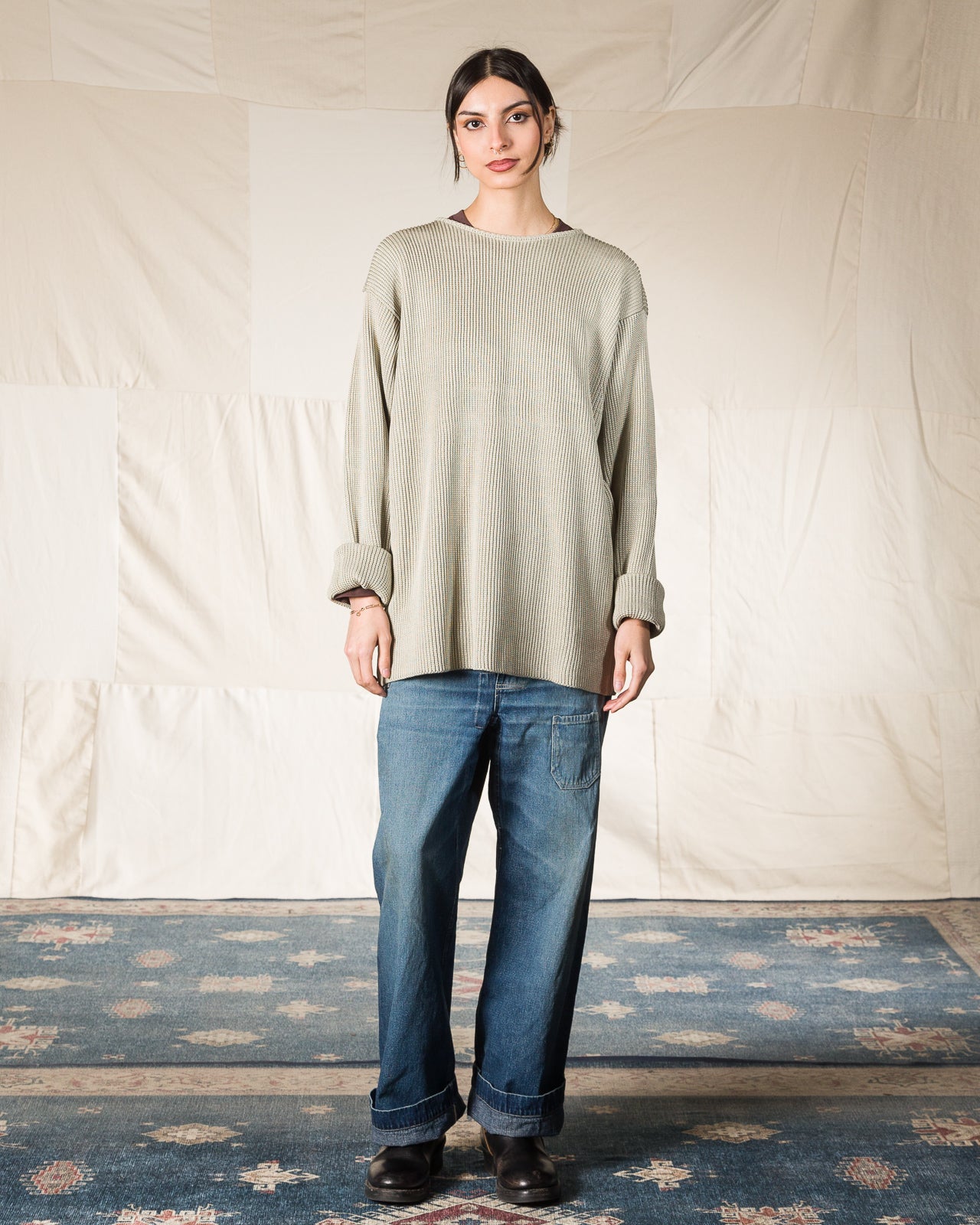 Olde Homesteader & Daughter Silk Hand Knitting Heavyweight Rib Pullover - Willow 8 - Standard & Strange