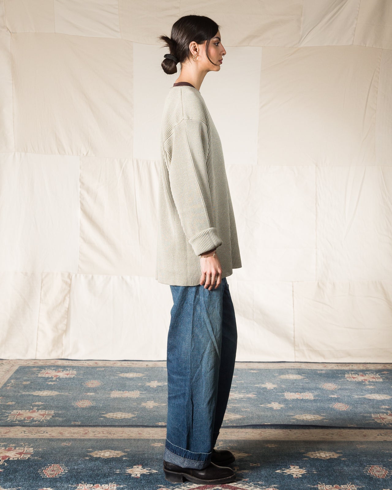 Olde Homesteader & Daughter Silk Hand Knitting Heavyweight Rib Pullover - Willow 8 - Standard & Strange