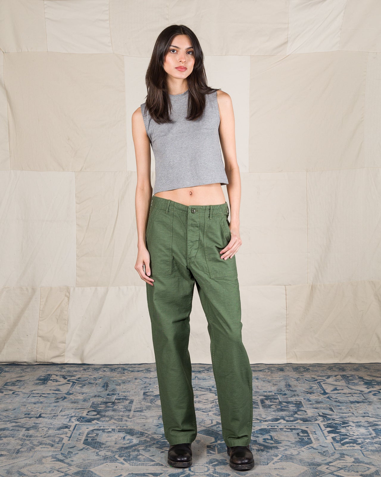 OrSlow Fatigue Pants - Regular Fit - Olive Reverse Sateen - Standard & Strange