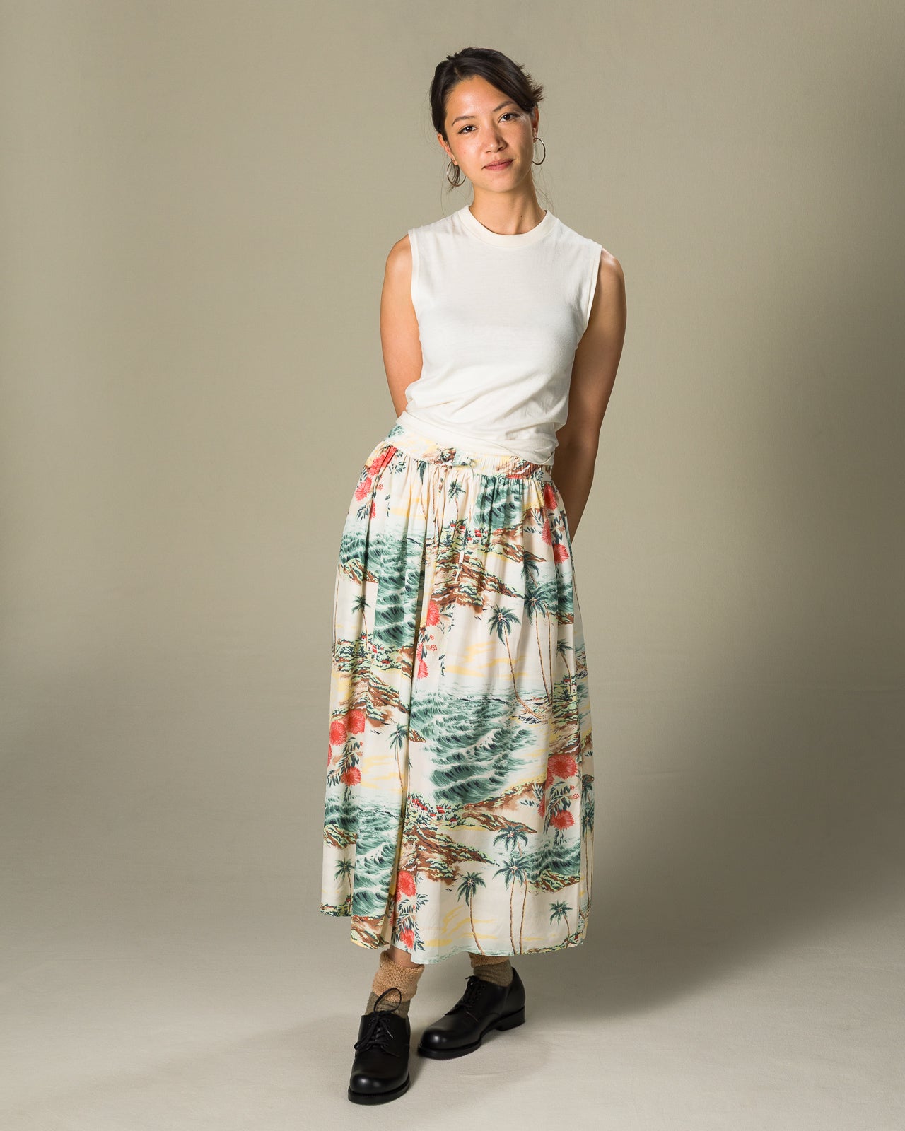 OrSlow Hawaiian Gathered Skirt - Ecru - Standard & Strange