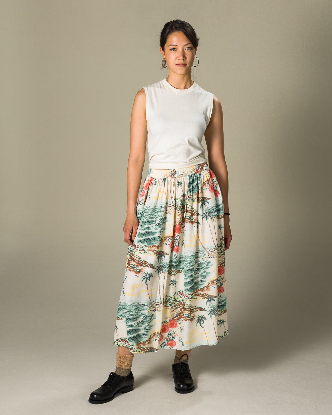 OrSlow Hawaiian Gathered Skirt - Ecru - Standard & Strange