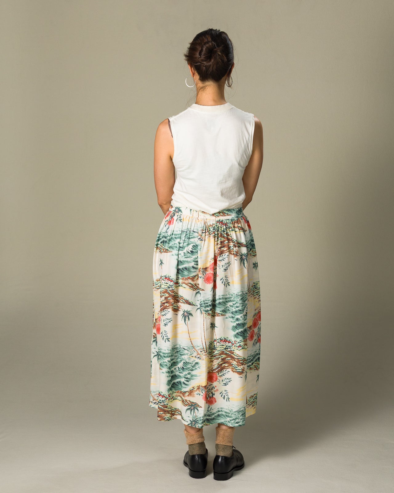 OrSlow Hawaiian Gathered Skirt - Ecru - Standard & Strange