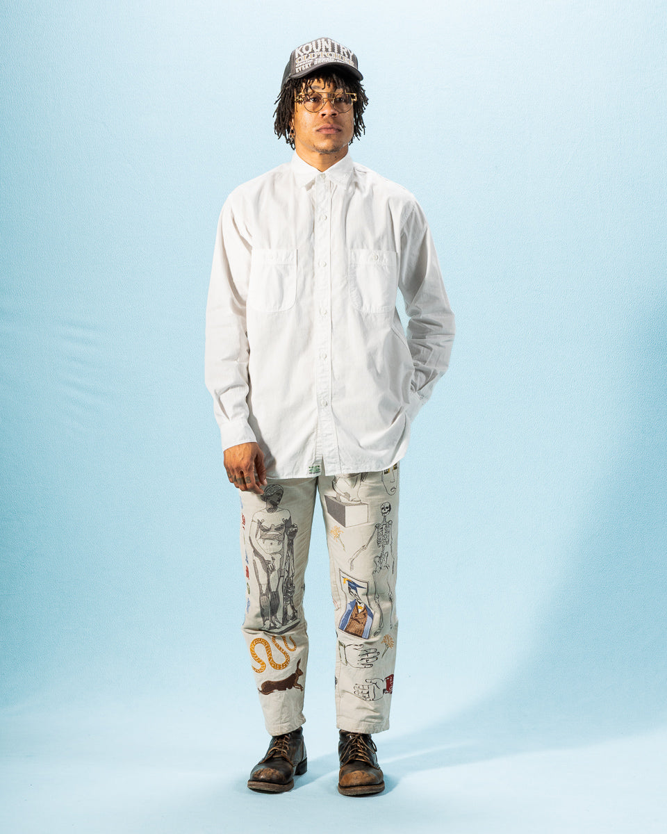OrSlow Relax Fit Chambray Work Shirt - White - Standard & Strange