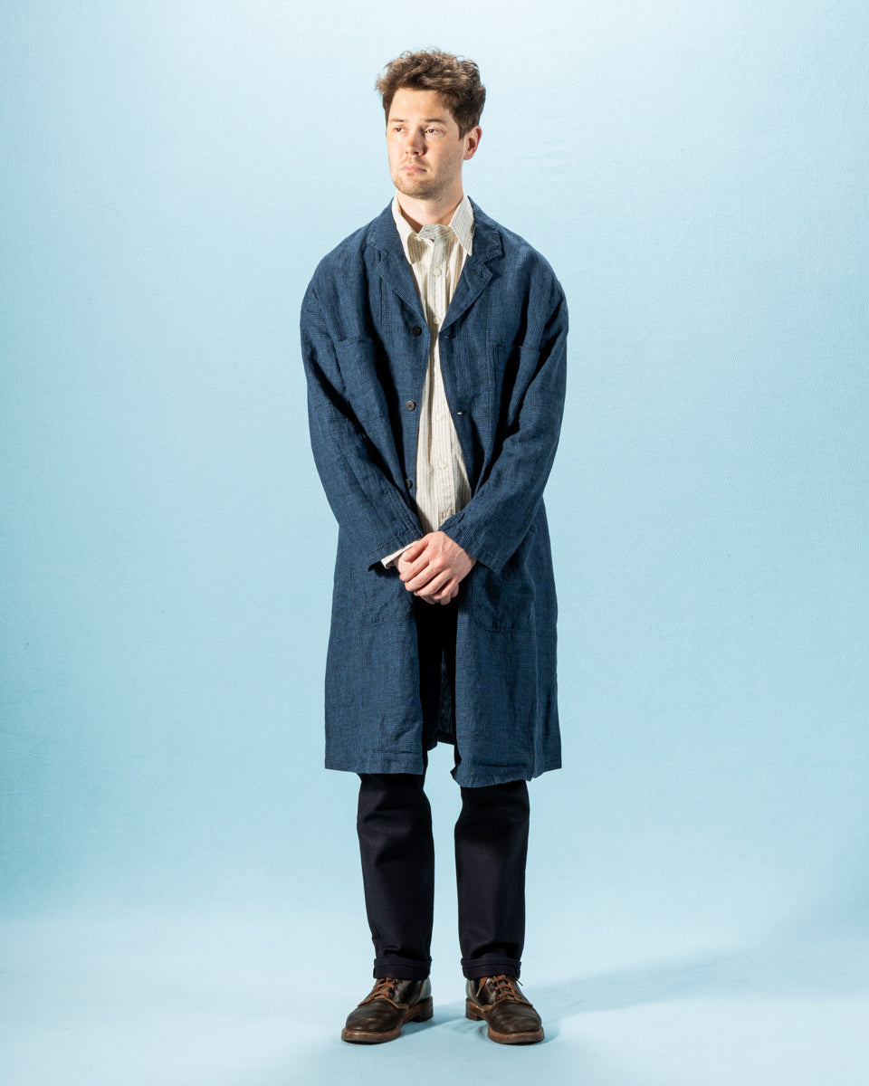 OrSlow Shop Coat (Unisex) - Indigo Check - Standard & Strange
