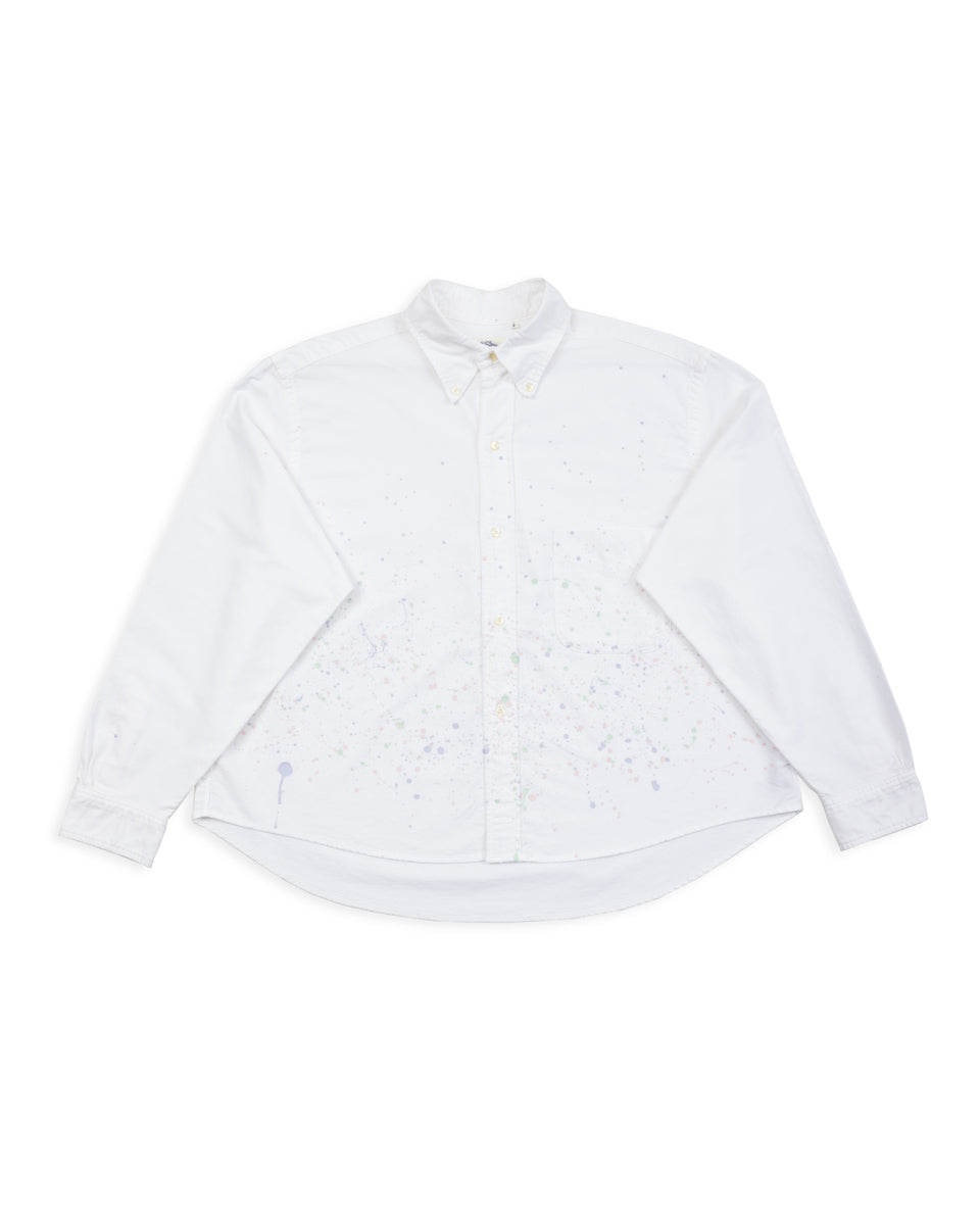 OrSlow Short Button Down Shirt - White w/Paint - Standard & Strange