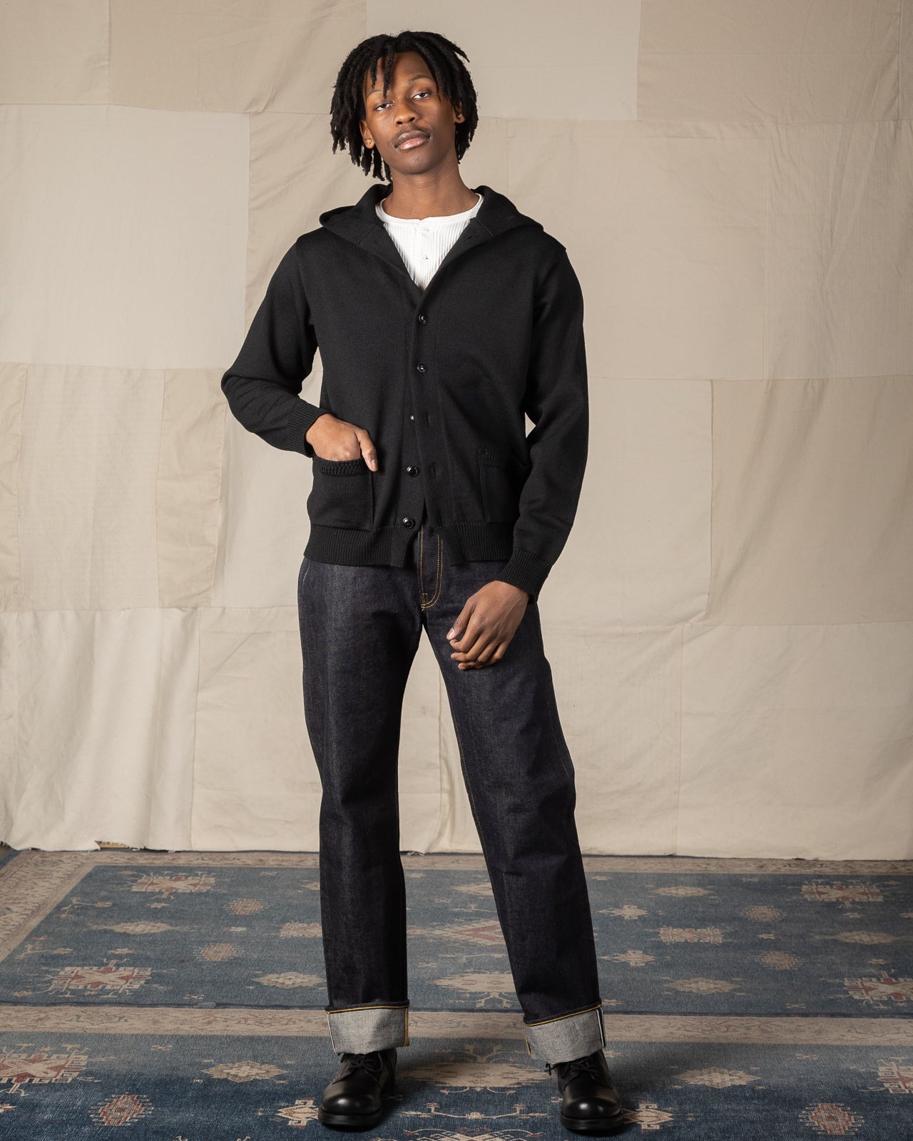 The Real McCoy's 30s Hooded Knit Sweater - Black - Standard & Strange