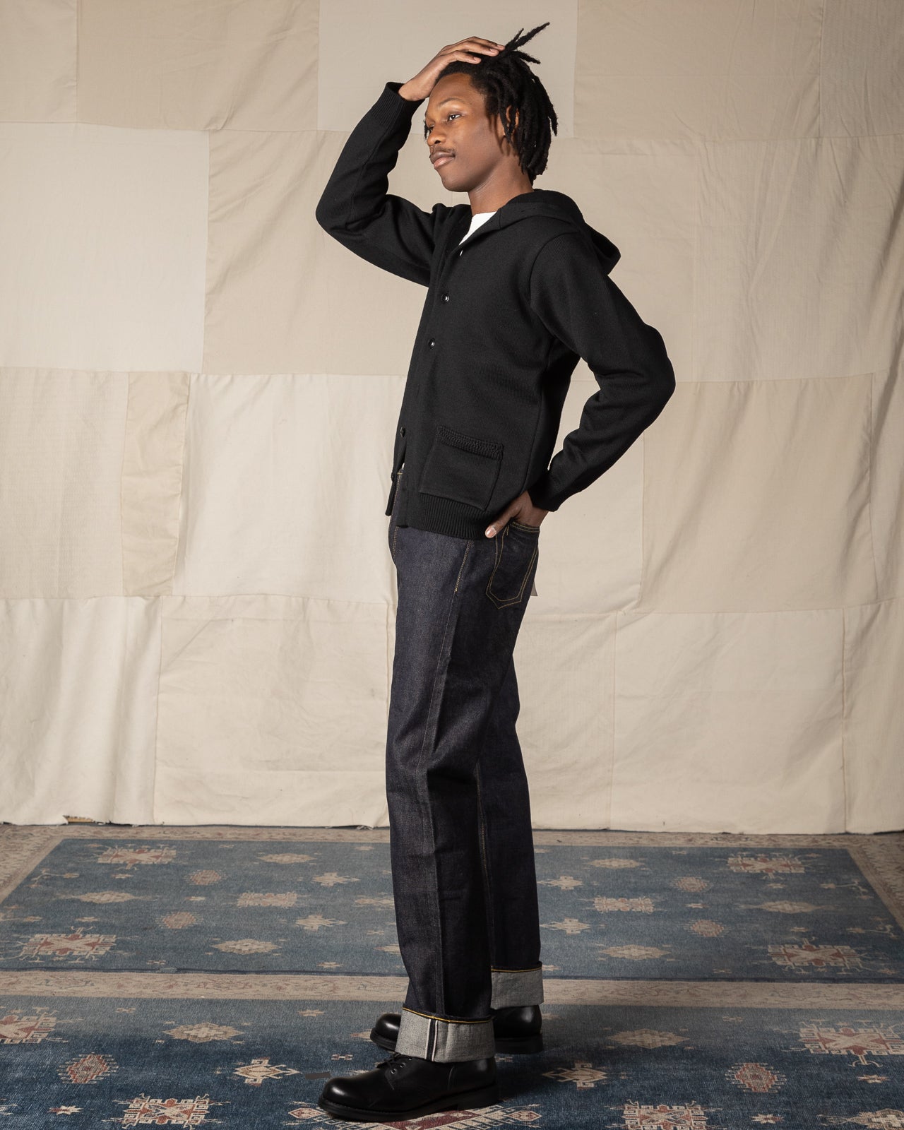 The Real McCoy's 30s Hooded Knit Sweater - Black - Standard & Strange