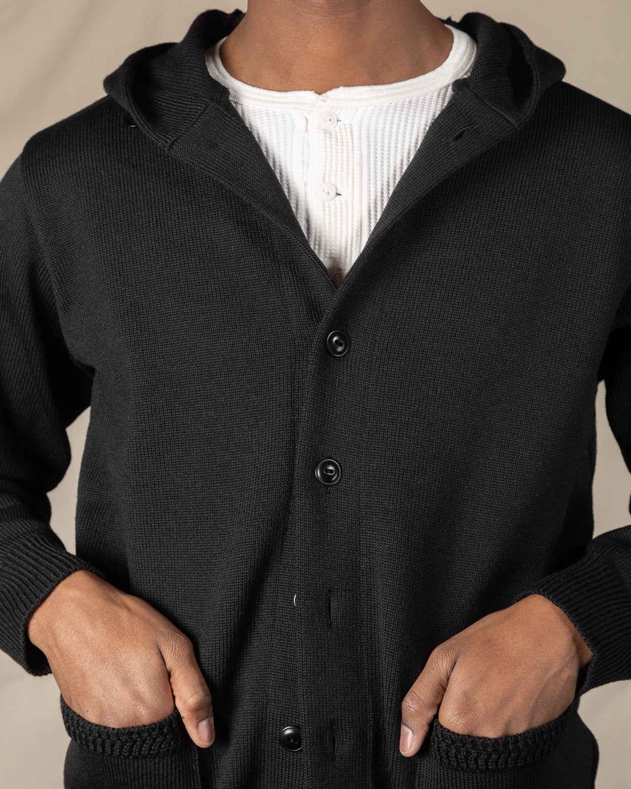 The Real McCoy's 30s Hooded Knit Sweater - Black - Standard & Strange