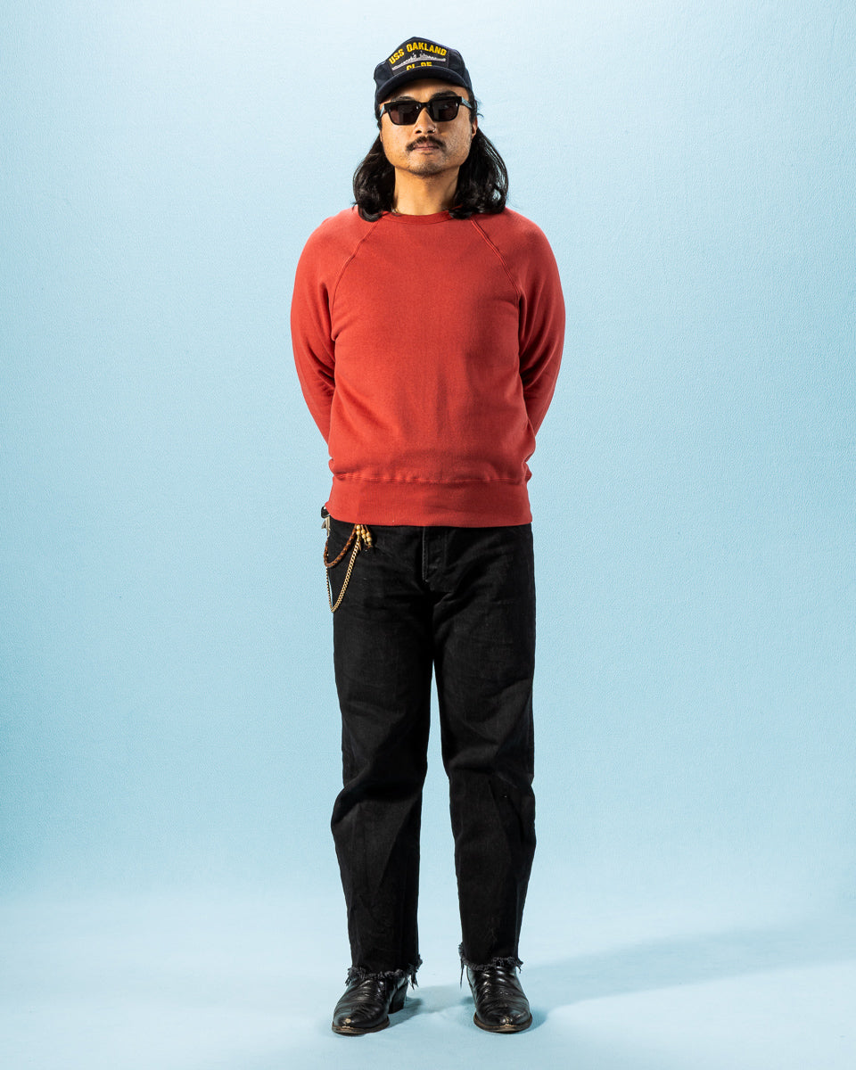 The Real McCoy's 9 oz Loopwheel Raglan Sweatshirt - Cherry - Standard & Strange