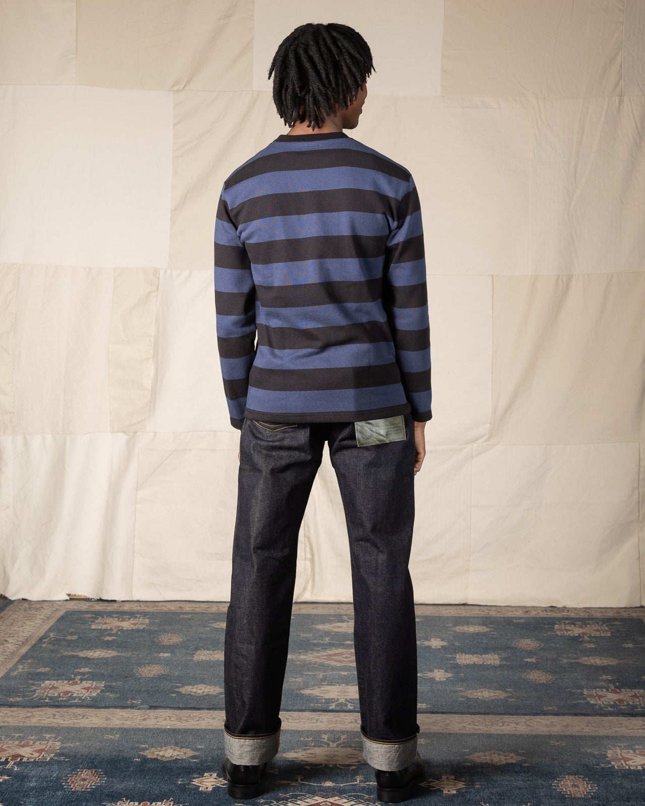 The Real McCoy's Buco Heavy Stripe Racing Jersey - Black/Blue - Standard & Strange