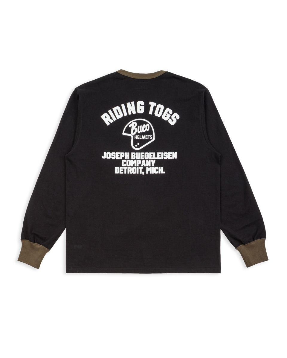 The Real McCoy's Buco L/S Tee / Riding Togs - Black/Charcoal - Standard & Strange