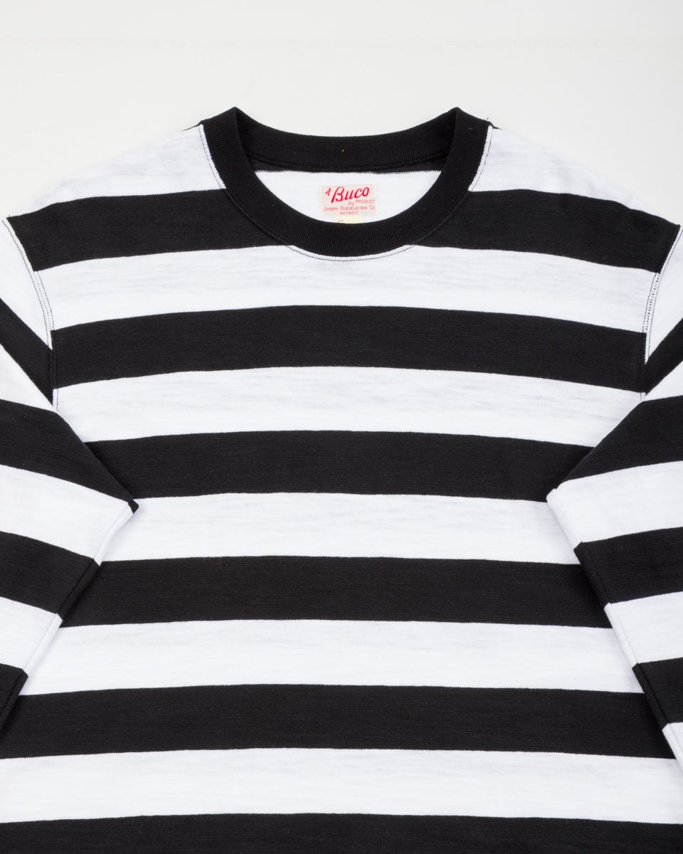 The Real McCoy's Buco Stripe L/S Tee - White - Standard & Strange