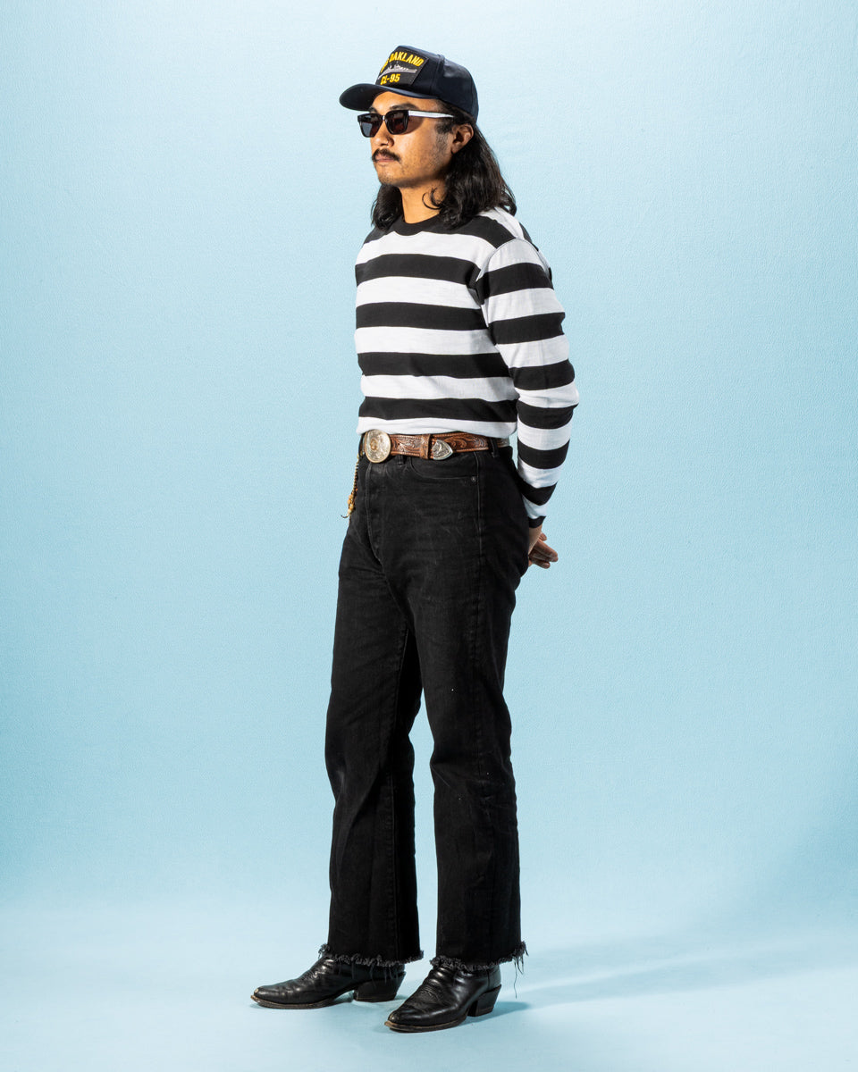 The Real McCoy's Buco Stripe L/S Tee - White - Standard & Strange