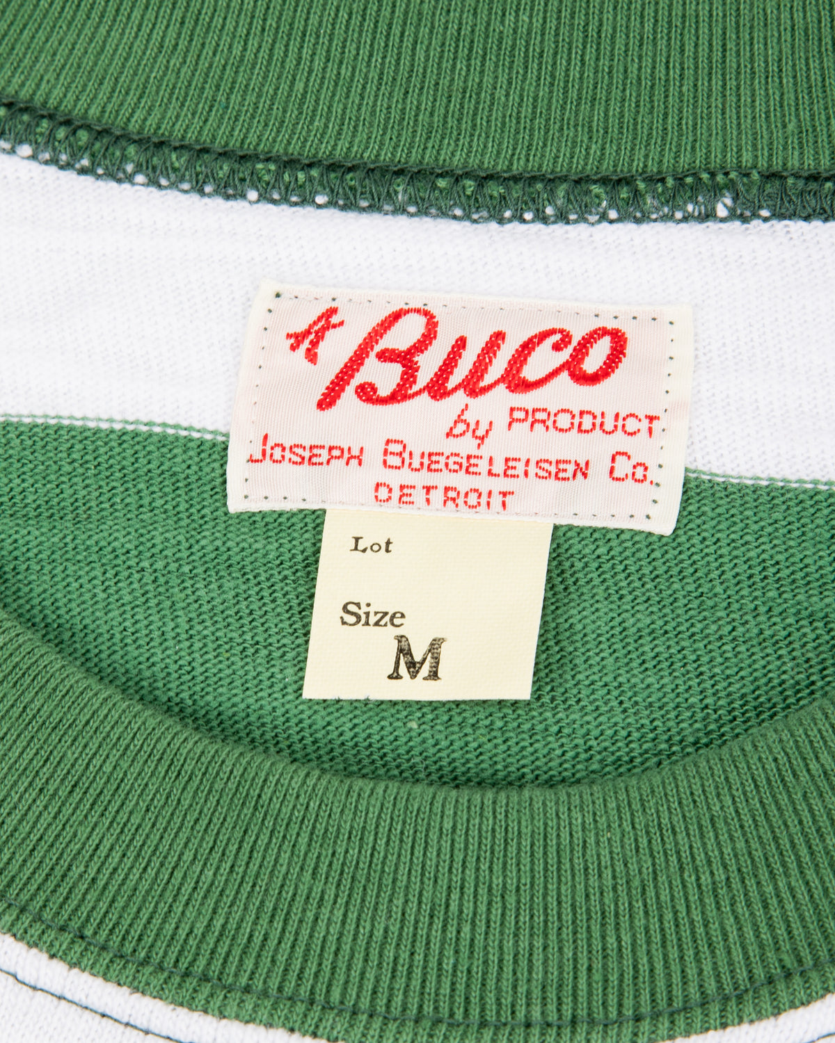 The Real McCoy's Buco Stripe Tee L/S - White/Green - Standard & Strange