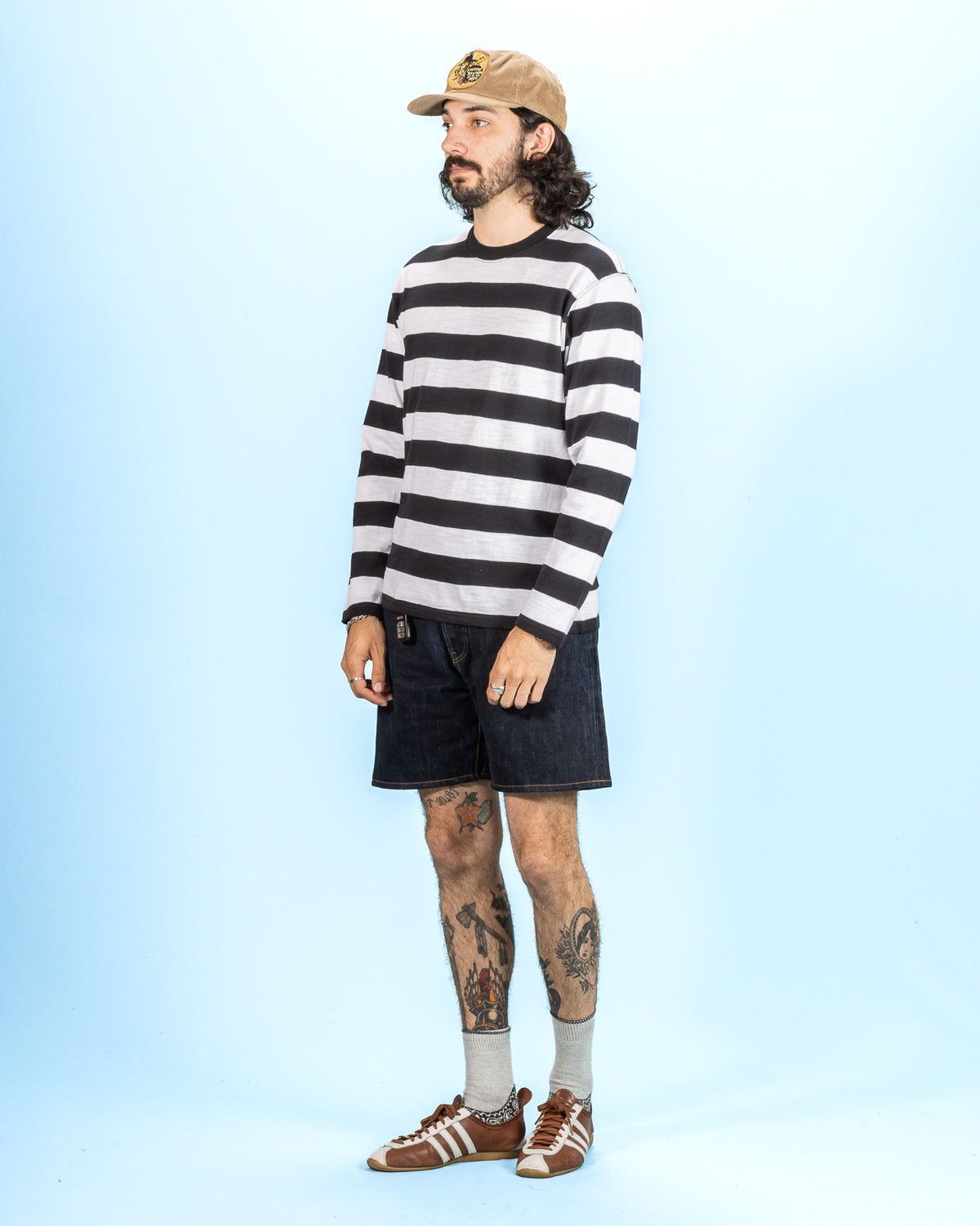The Real McCoy's Buco Stripe Tee L/S - White - Standard & Strange
