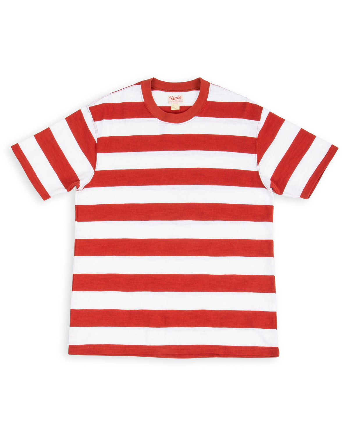 The Real McCoy's Buco Stripe Tee S/S - White/Red - Standard & Strange