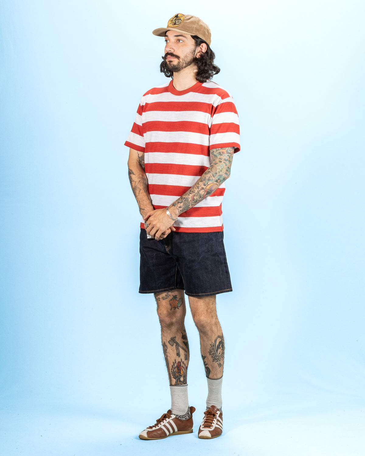 The Real McCoy's Buco Stripe Tee S/S - White/Red - Standard & Strange