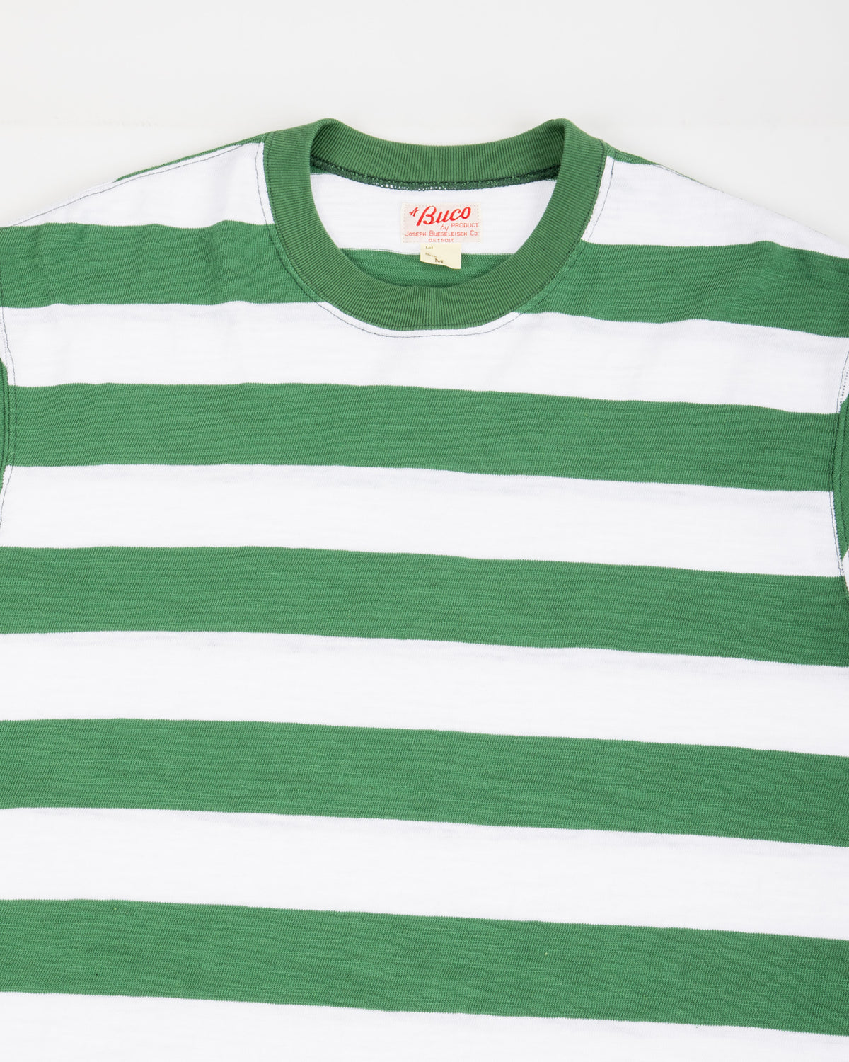 The Real McCoy's Buco Stripe Tee S/S - White/Green - Standard & Strange