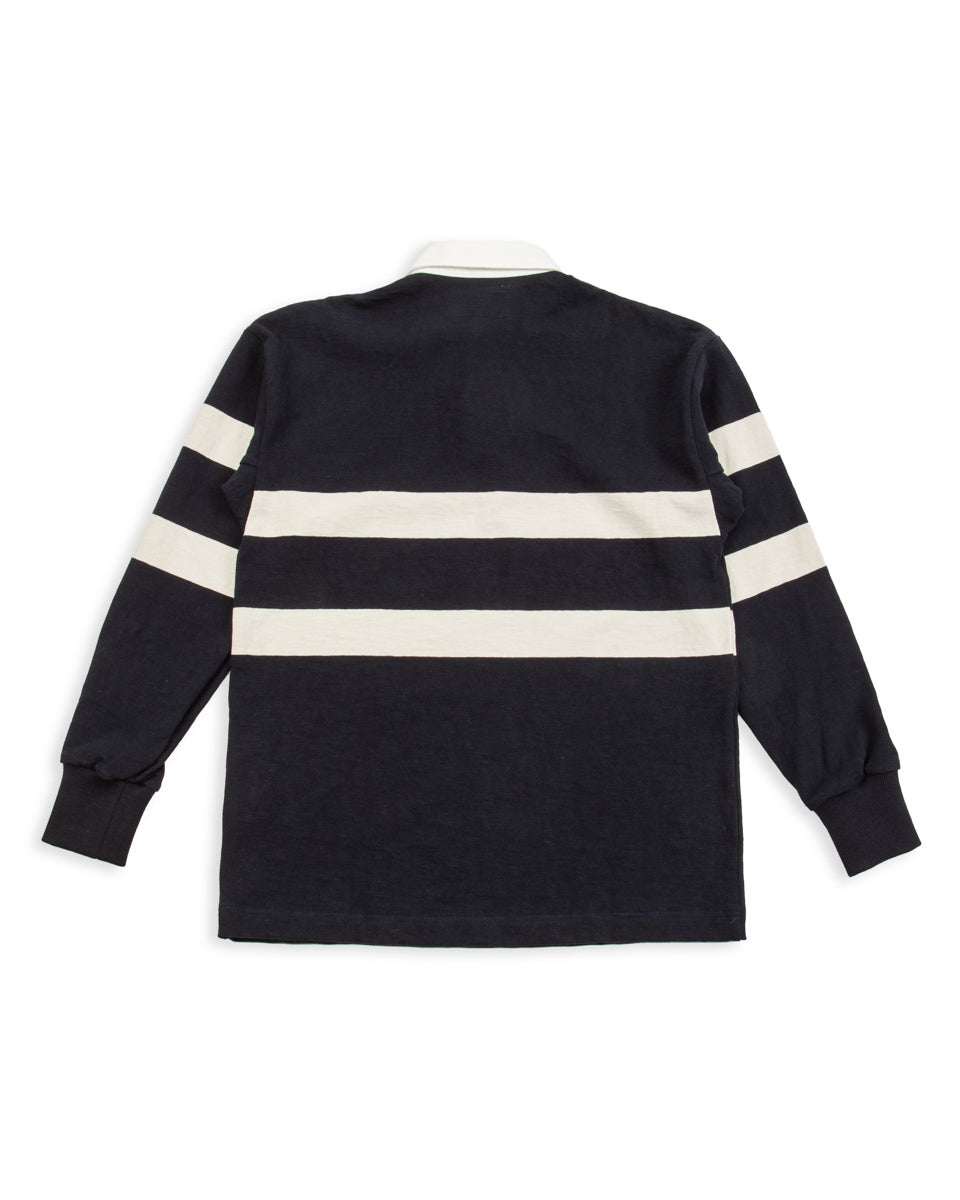 The Real McCoy's Climber's Striped Rugby Shirt - Navy x Ecru - Standard & Strange
