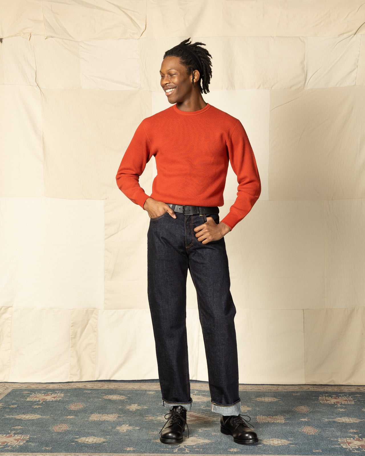 The Real McCoy's Honeycomb Thermal Shirt - B. Red - Standard & Strange