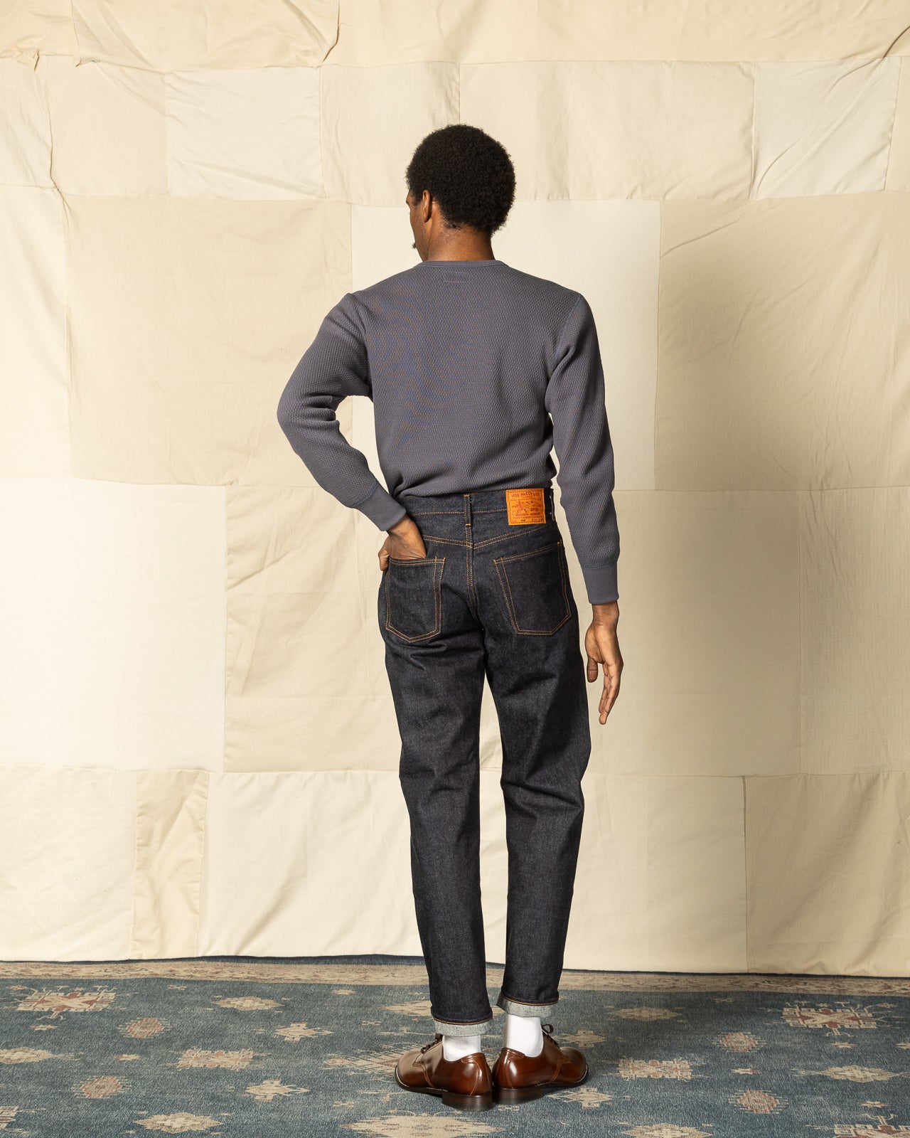 The Real McCoy's Honeycomb Thermal Shirt - Ink Blue - Standard & Strange