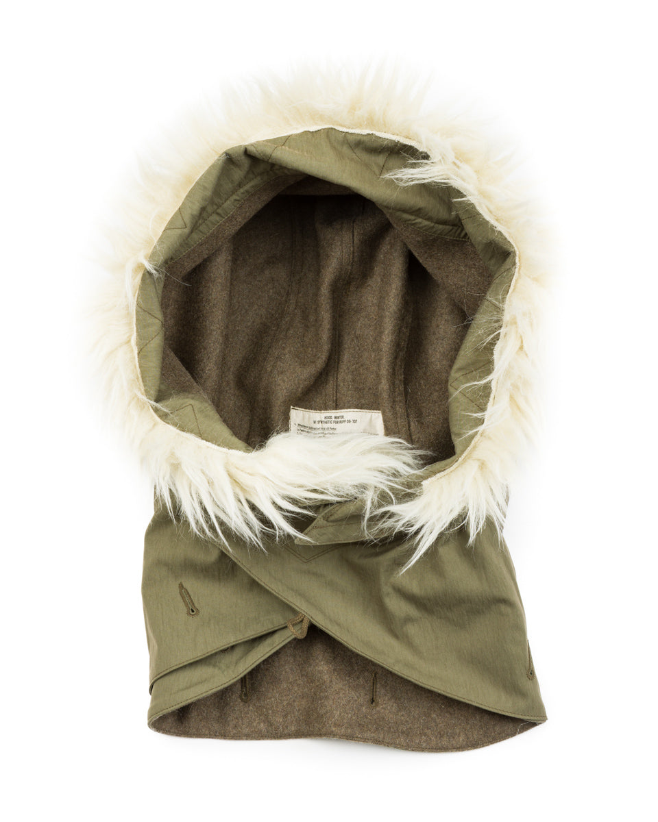 The Real McCoy's Hood, Winter, w/Synthetic Fur Ruff - Olive - Standard & Strange