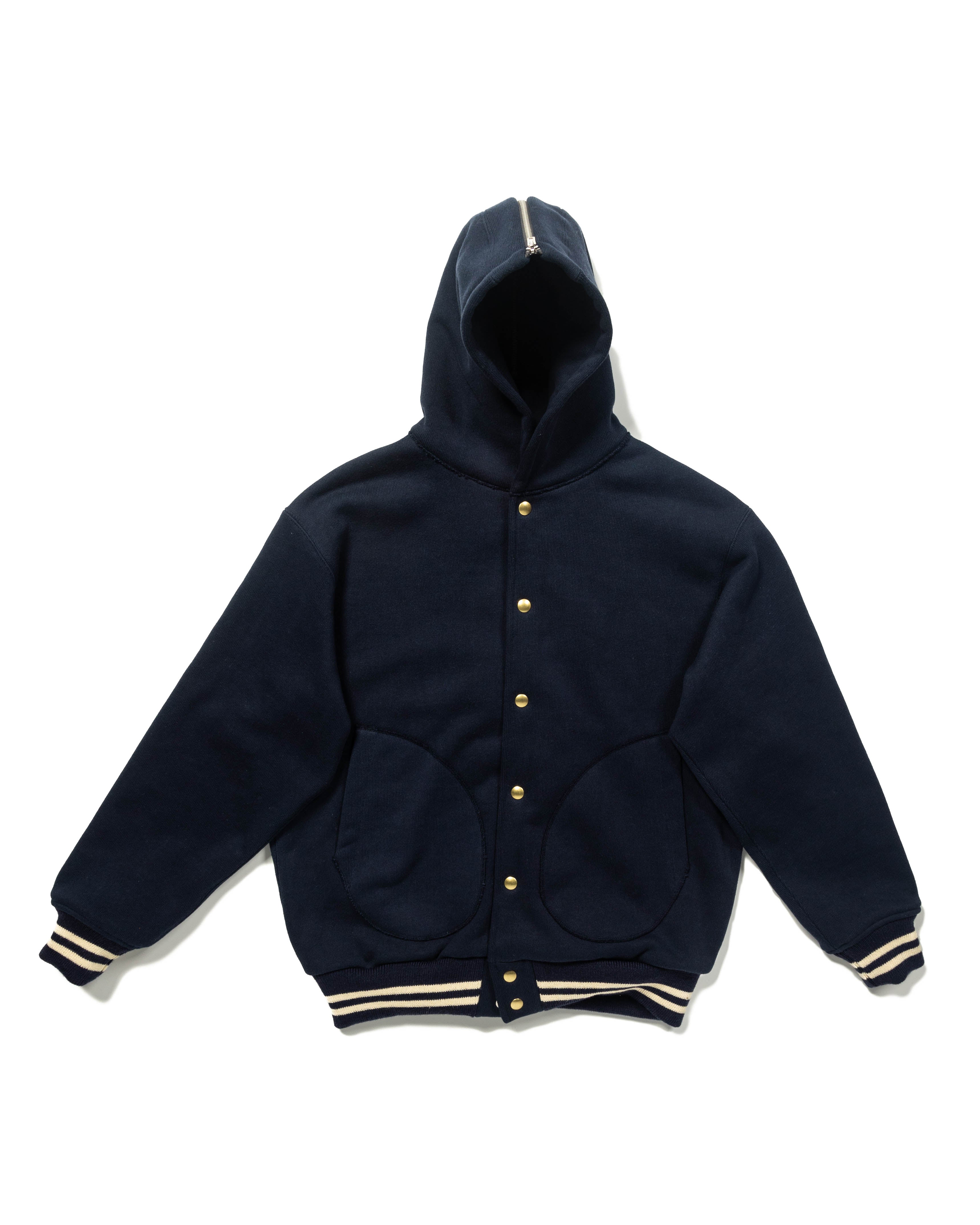 The Real McCoy's Snap Button Hooded Sweatshirt - Midnight Blue - Standard & Strange