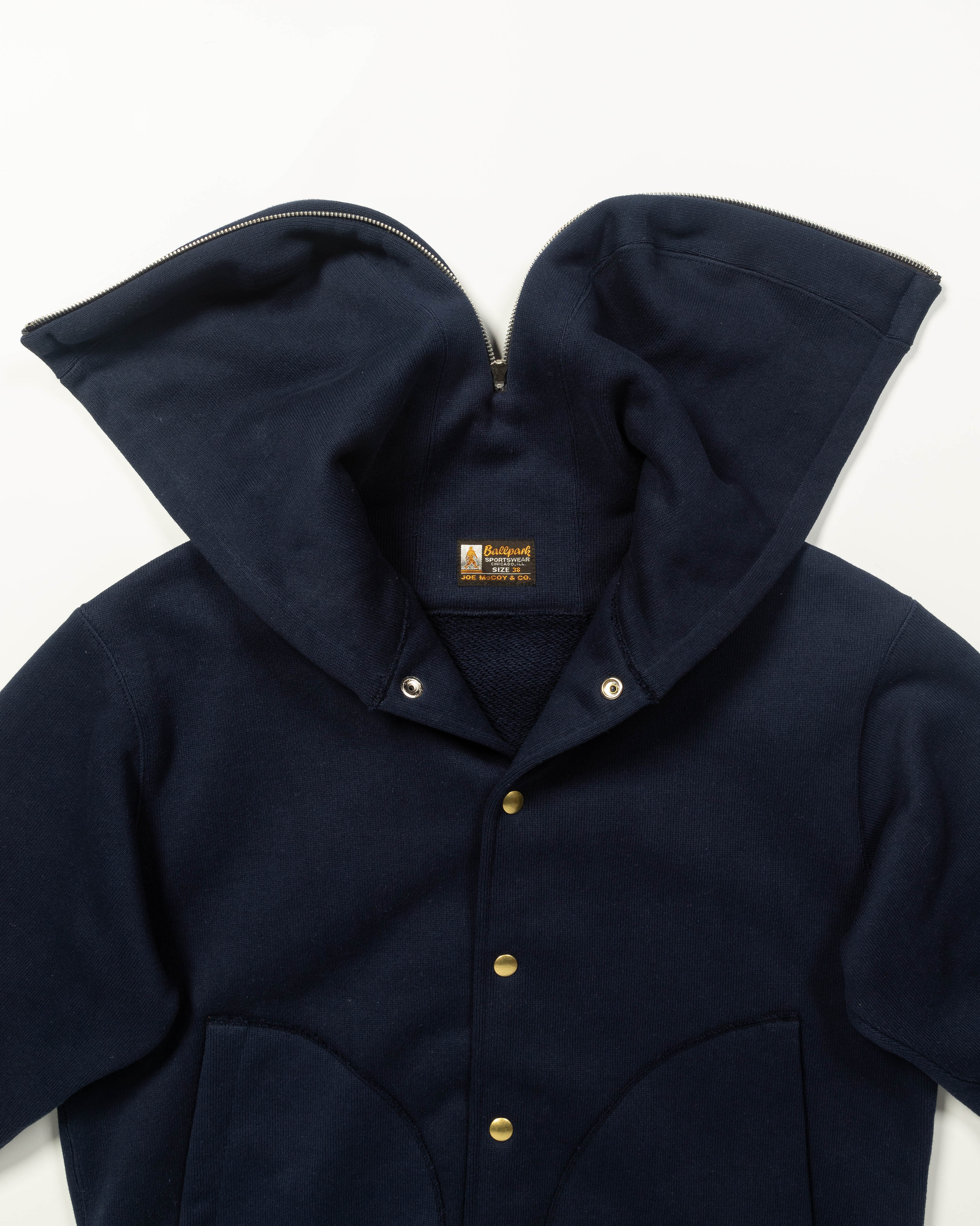 The Real McCoy's Snap Button Hooded Sweatshirt - Midnight Blue - Standard & Strange