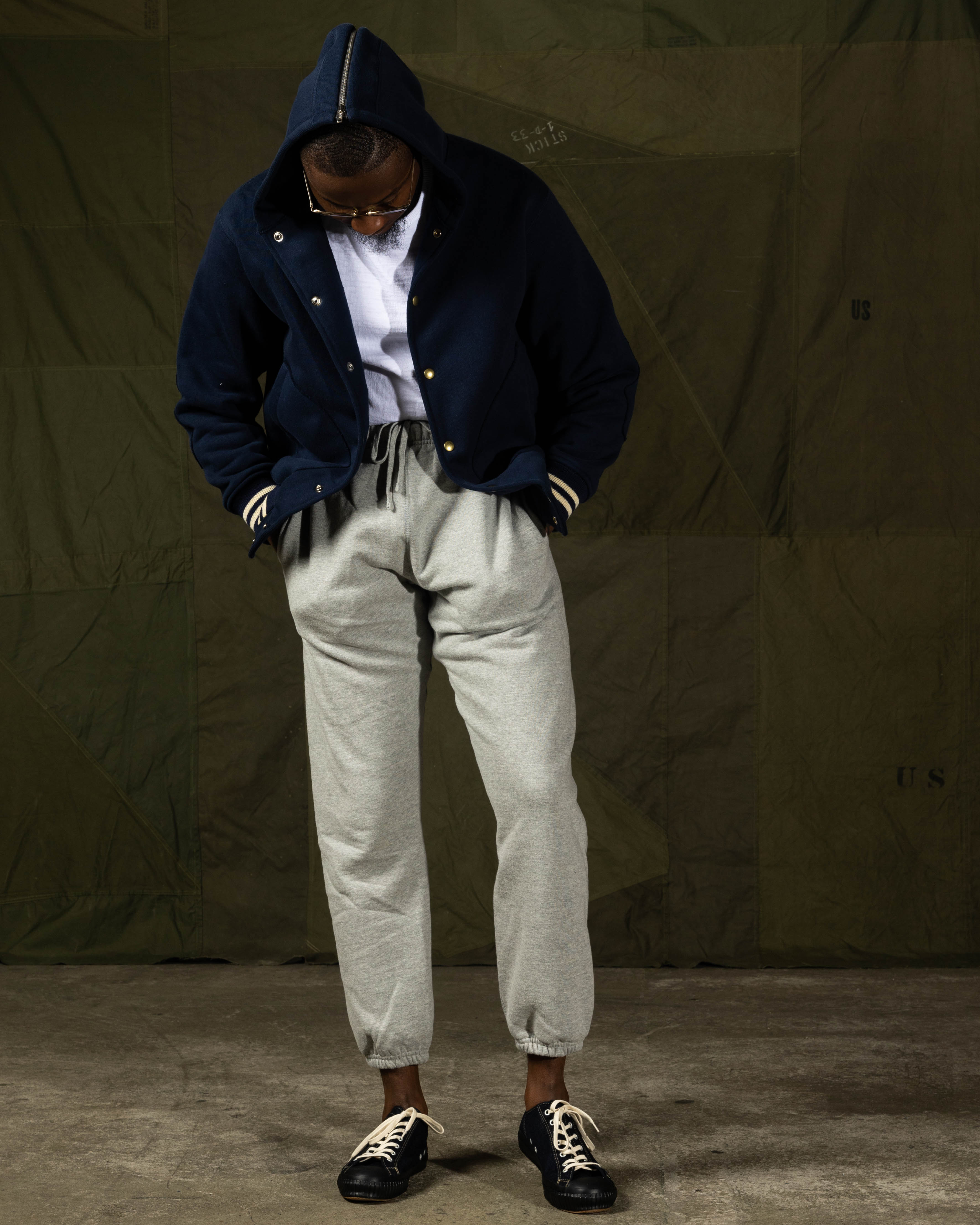 The Real McCoy's Snap Button Hooded Sweatshirt - Midnight Blue - Standard & Strange