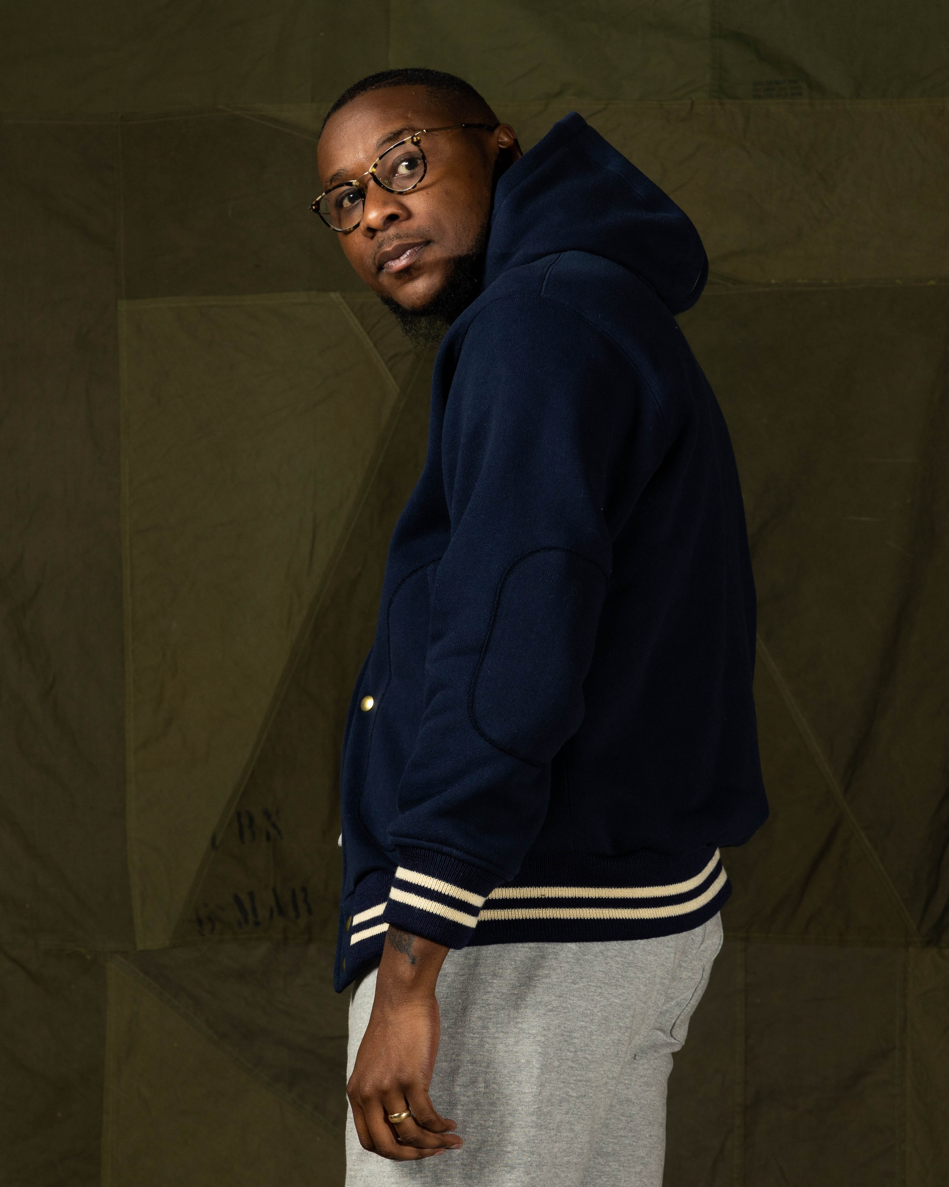 The Real McCoy's Snap Button Hooded Sweatshirt - Midnight Blue - Standard & Strange