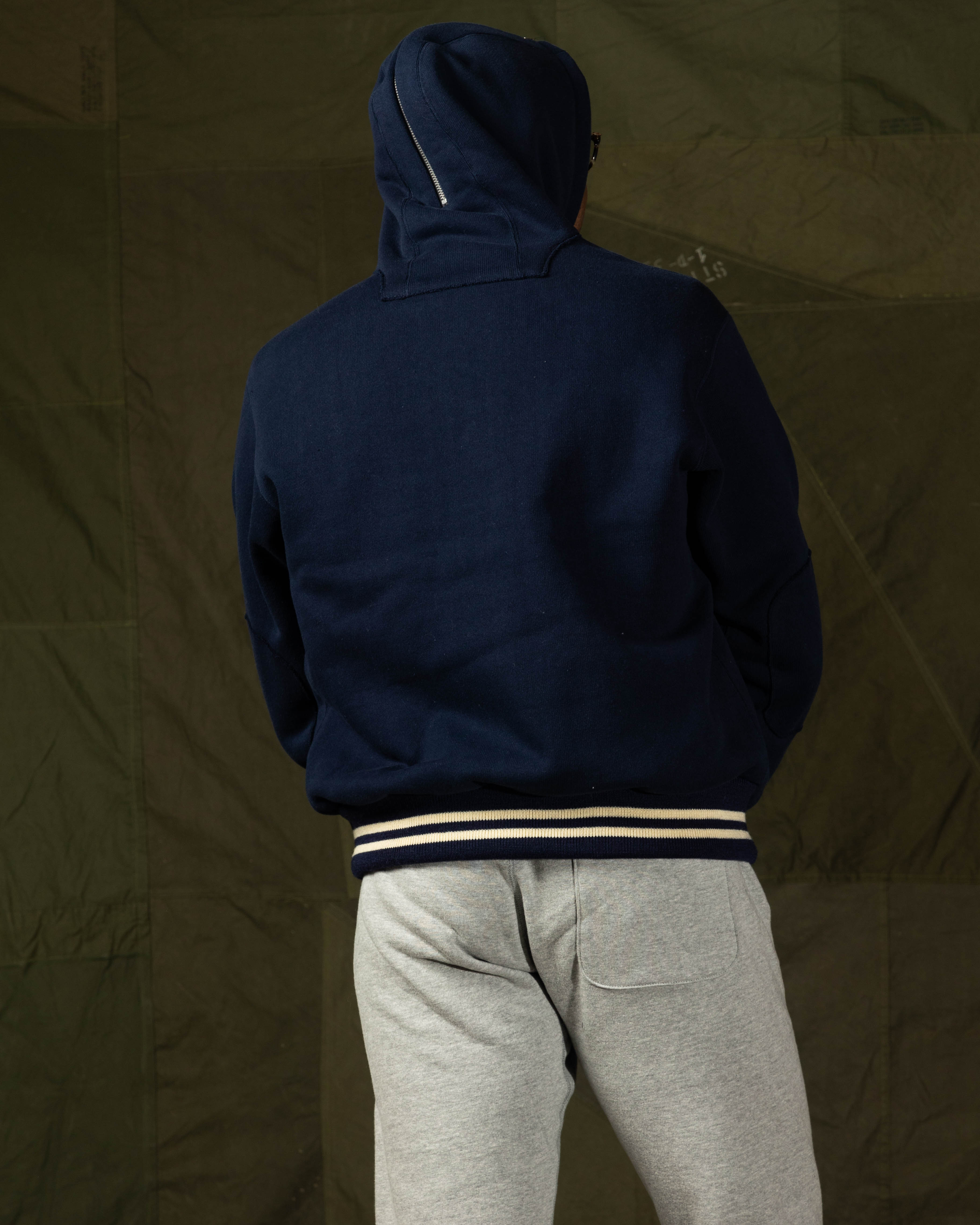 The Real McCoy's Snap Button Hooded Sweatshirt - Midnight Blue - Standard & Strange
