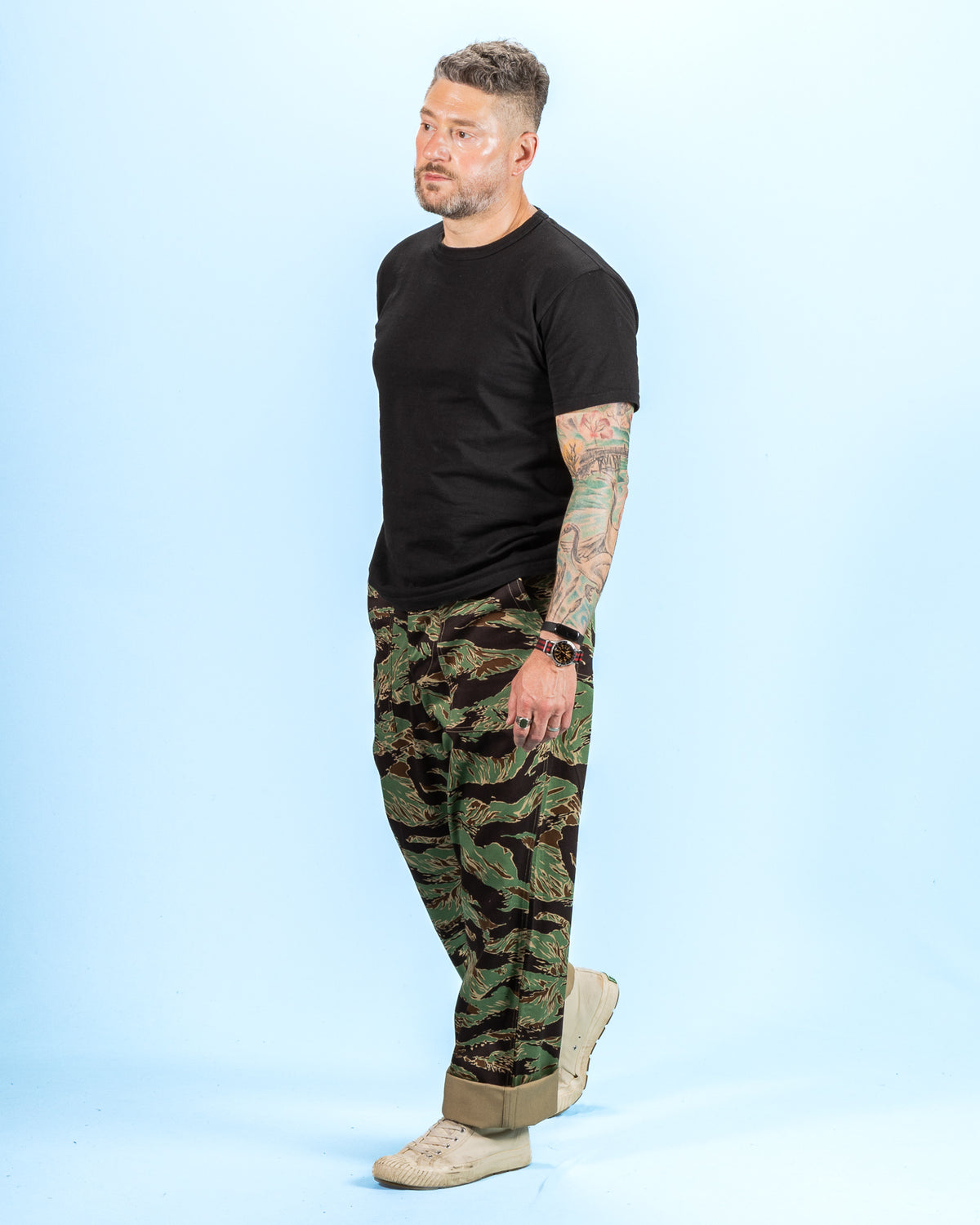 The Real McCoy's Tiger Camouflage Civilian Trousers / John Wayne - Green - Standard & Strange