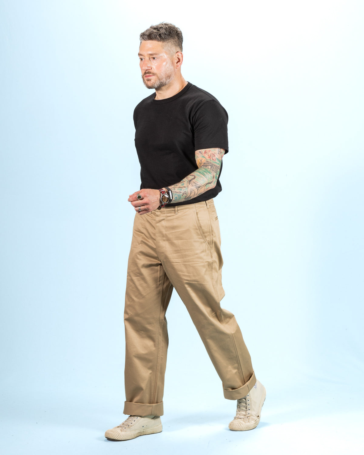 The Real McCoy's Trousers, Cotton, Khaki, 1945 - Khaki - Standard & Strange