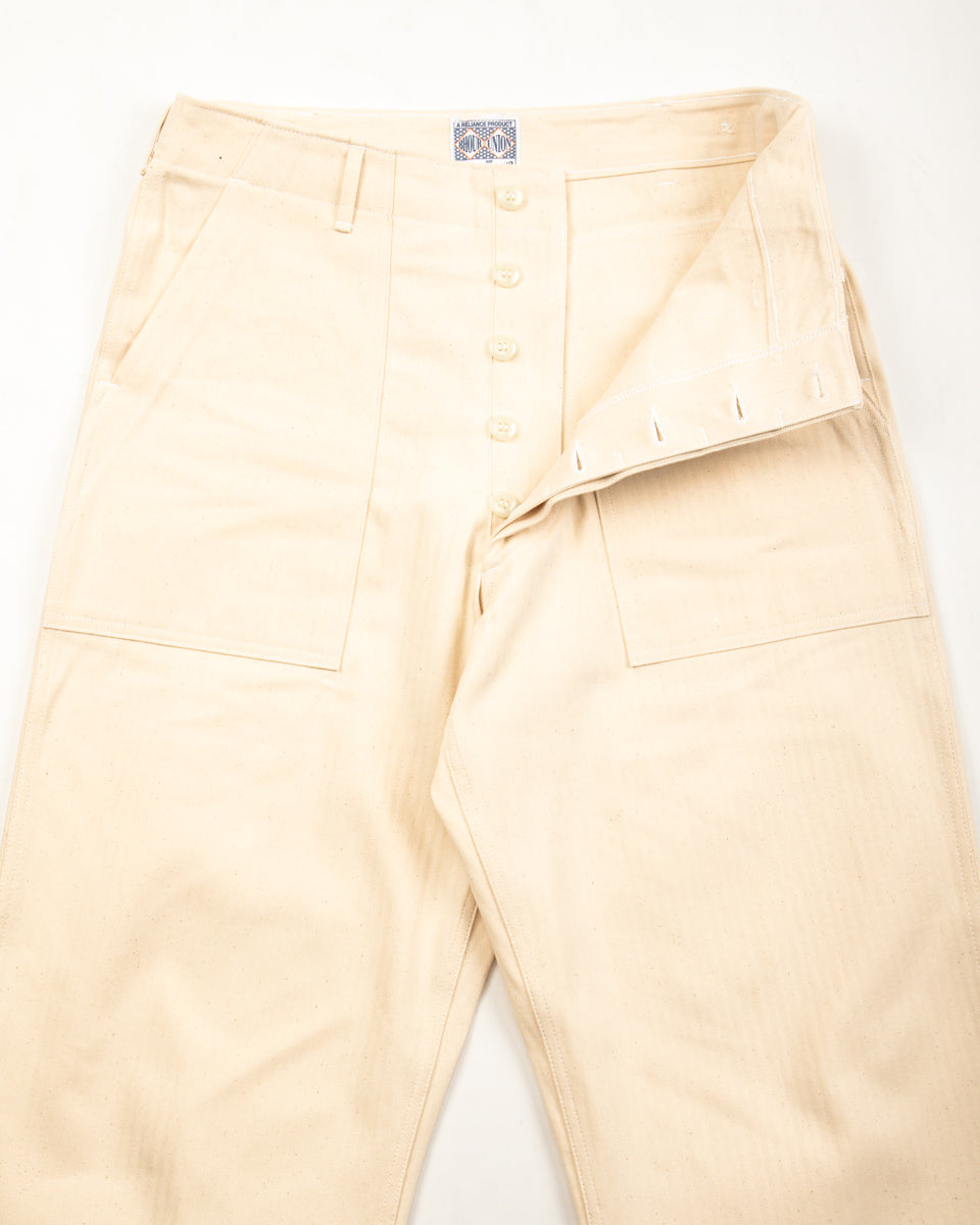 The Real McCoy's Utility Trousers / White HBT - Ecru - Standard & Strange