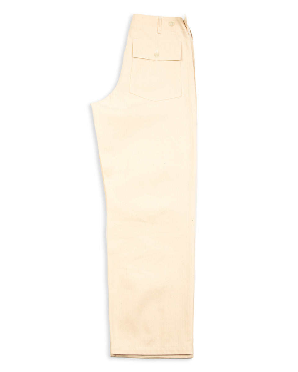 The Real McCoy's Utility Trousers / White HBT - Ecru - Standard & Strange