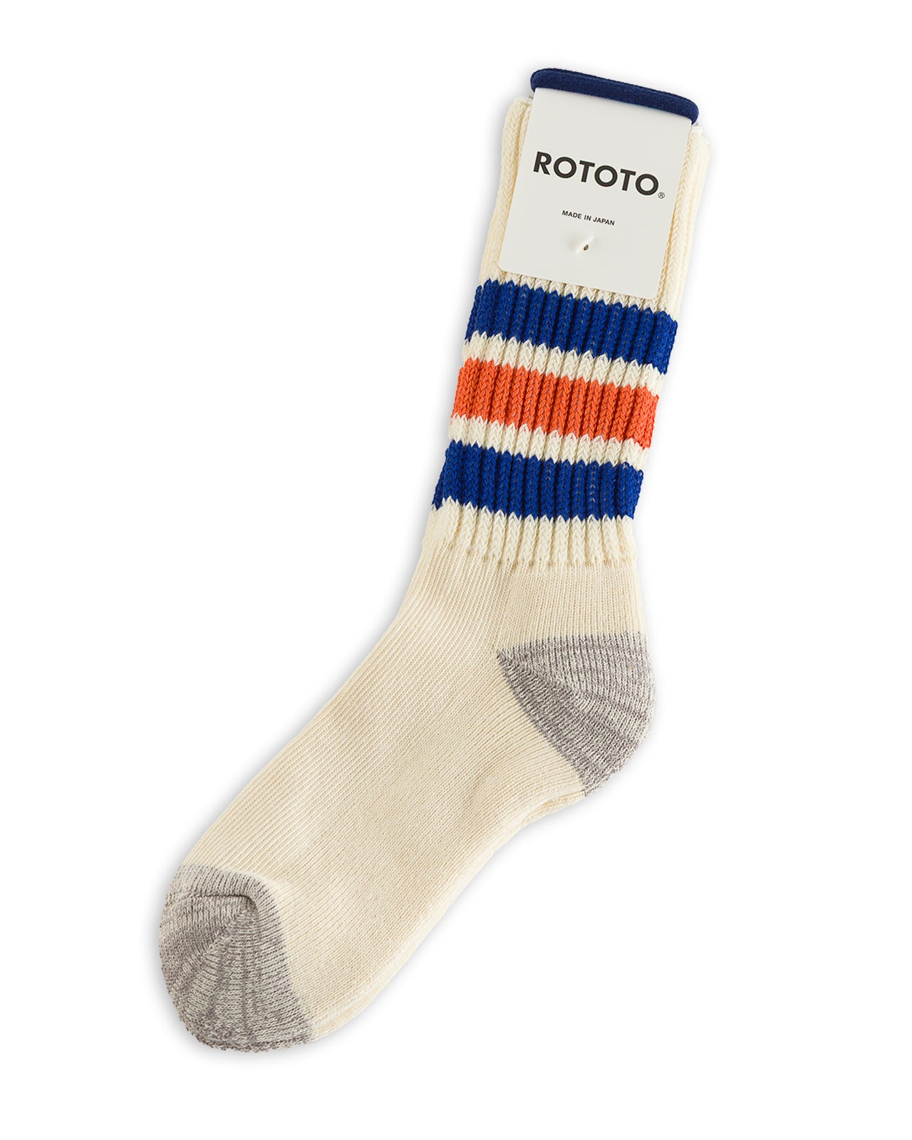 RoToTo Coarse Ribbed Old School Socks - Blue/Orange - Standard & Strange