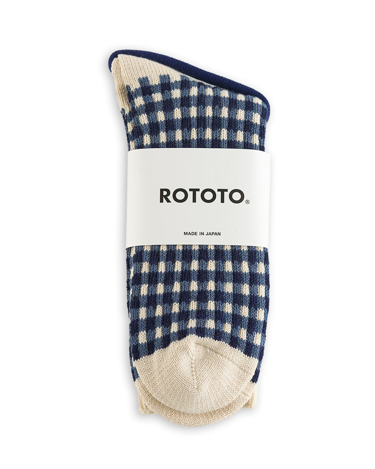 RoToTo Gingham Check Socks - Navy - Standard & Strange