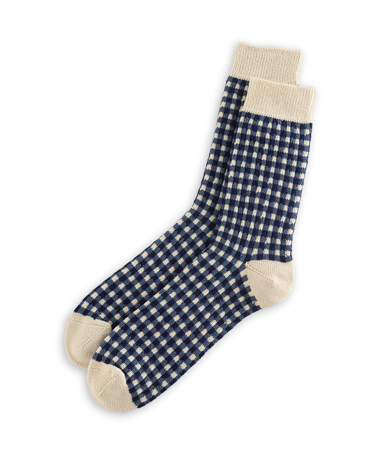 RoToTo Gingham Check Socks - Navy - Standard & Strange