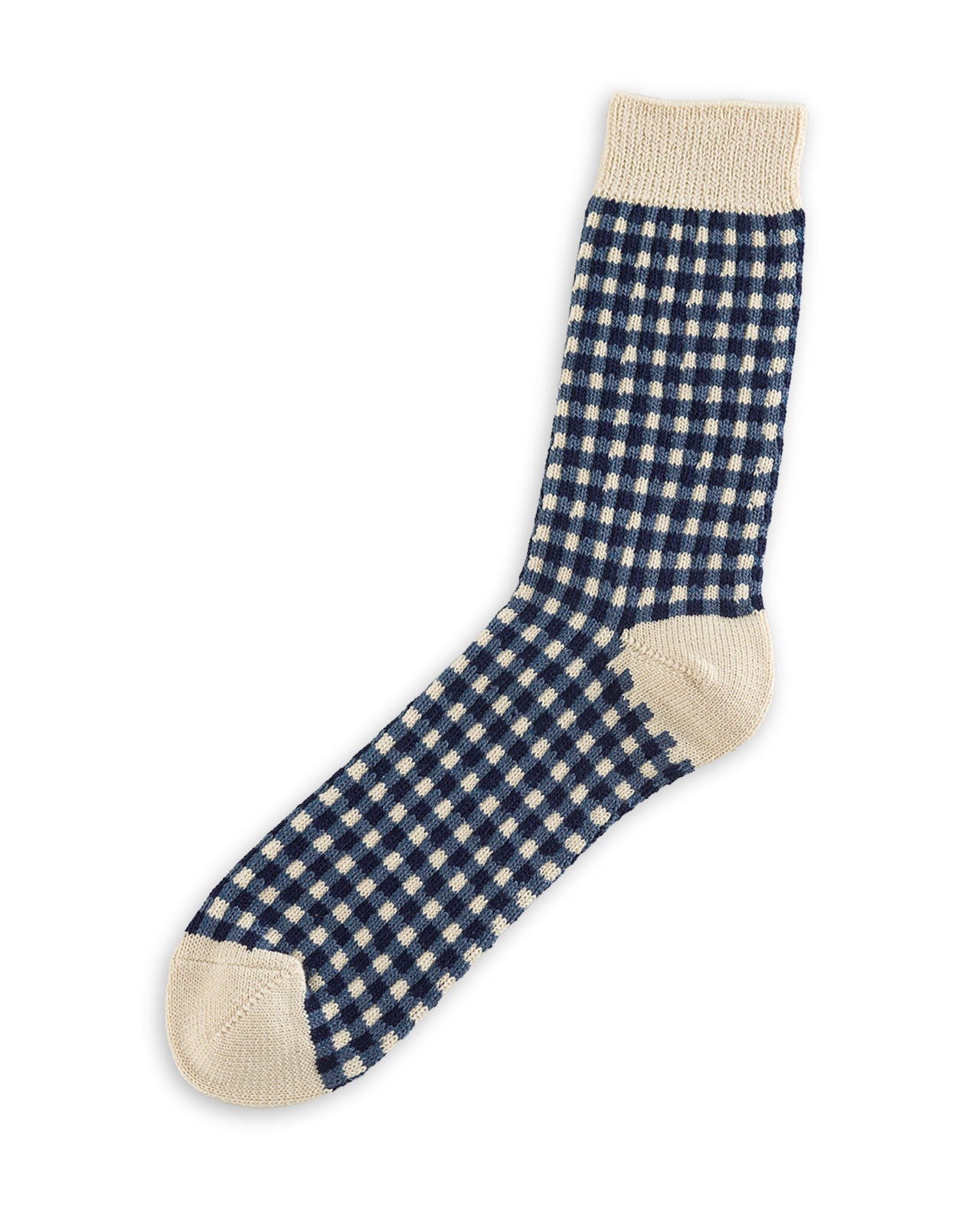 RoToTo Gingham Check Socks - Navy - Standard & Strange