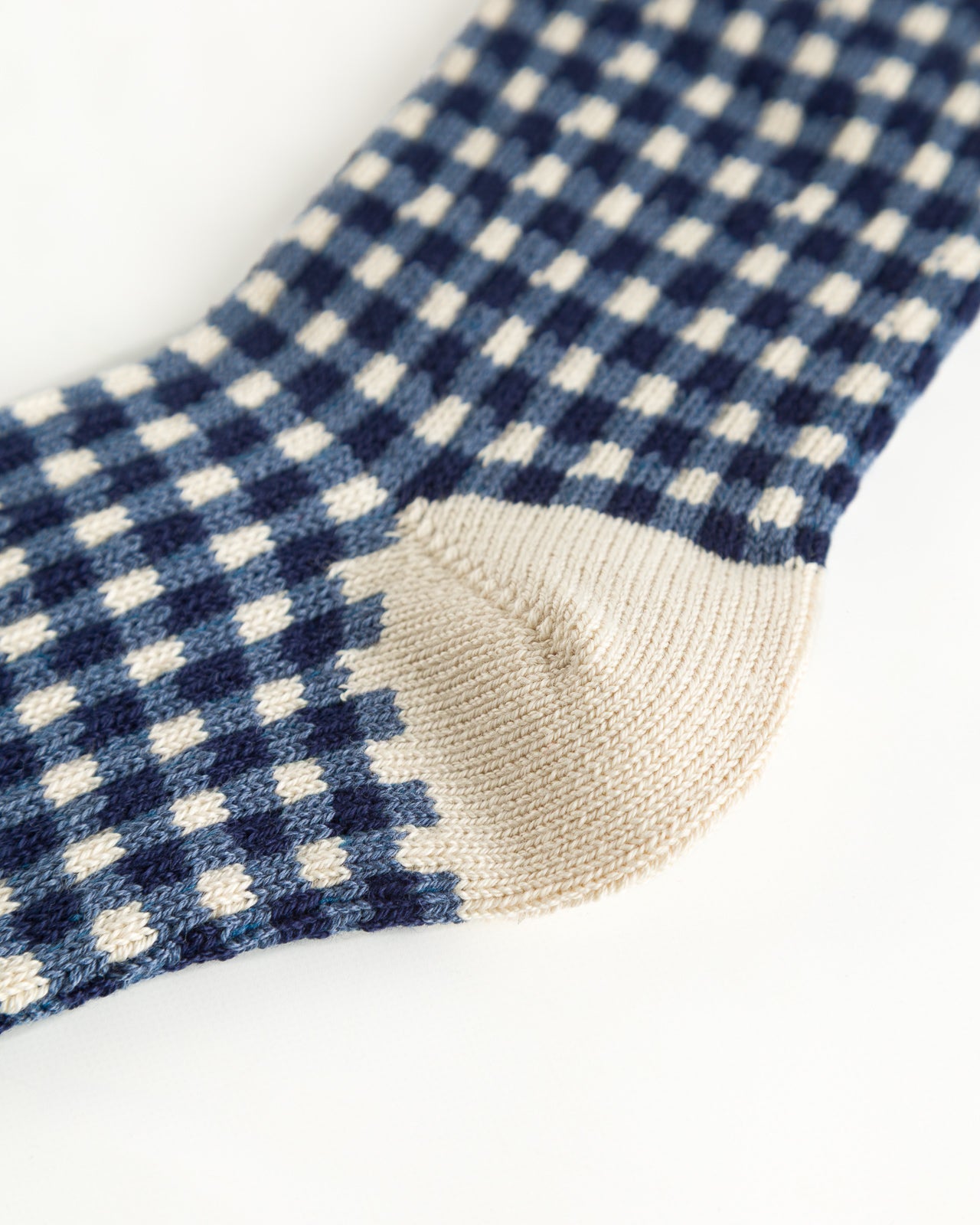 RoToTo Gingham Check Socks - Navy - Standard & Strange