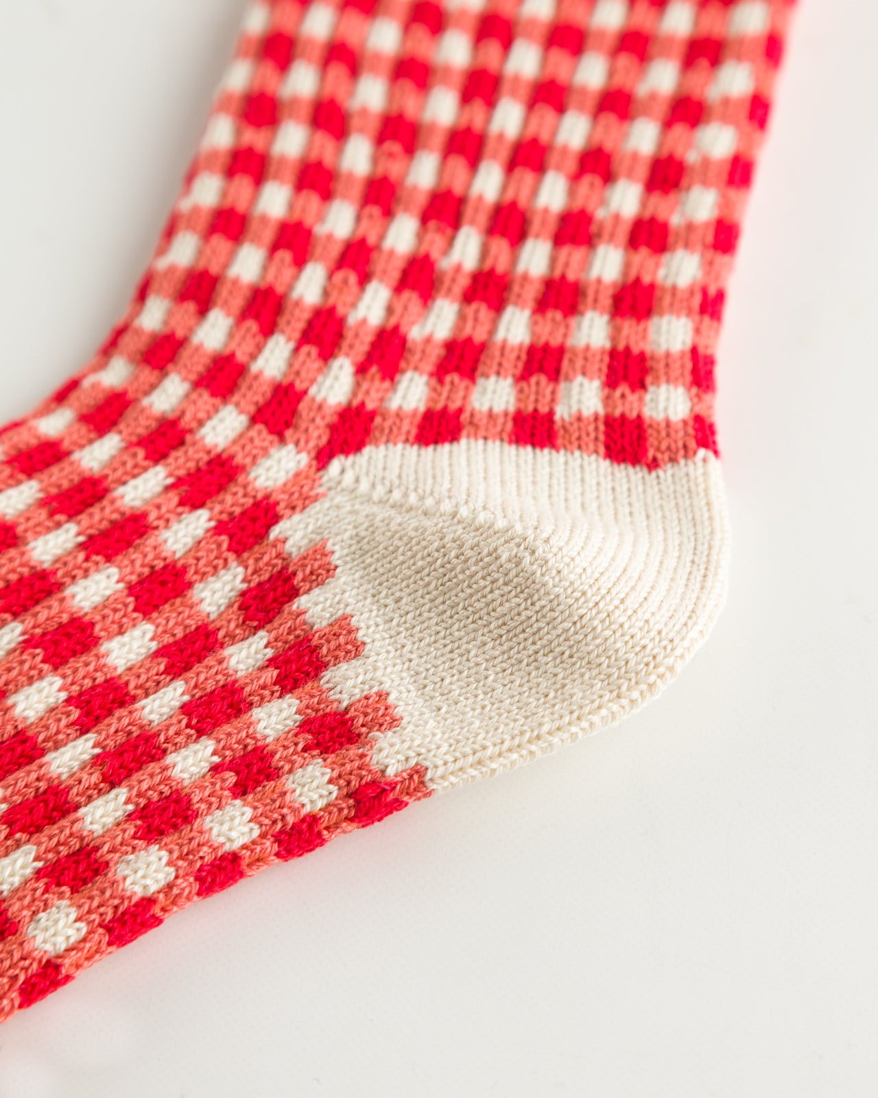 RoToTo Gingham Check Socks - Red - Standard & Strange